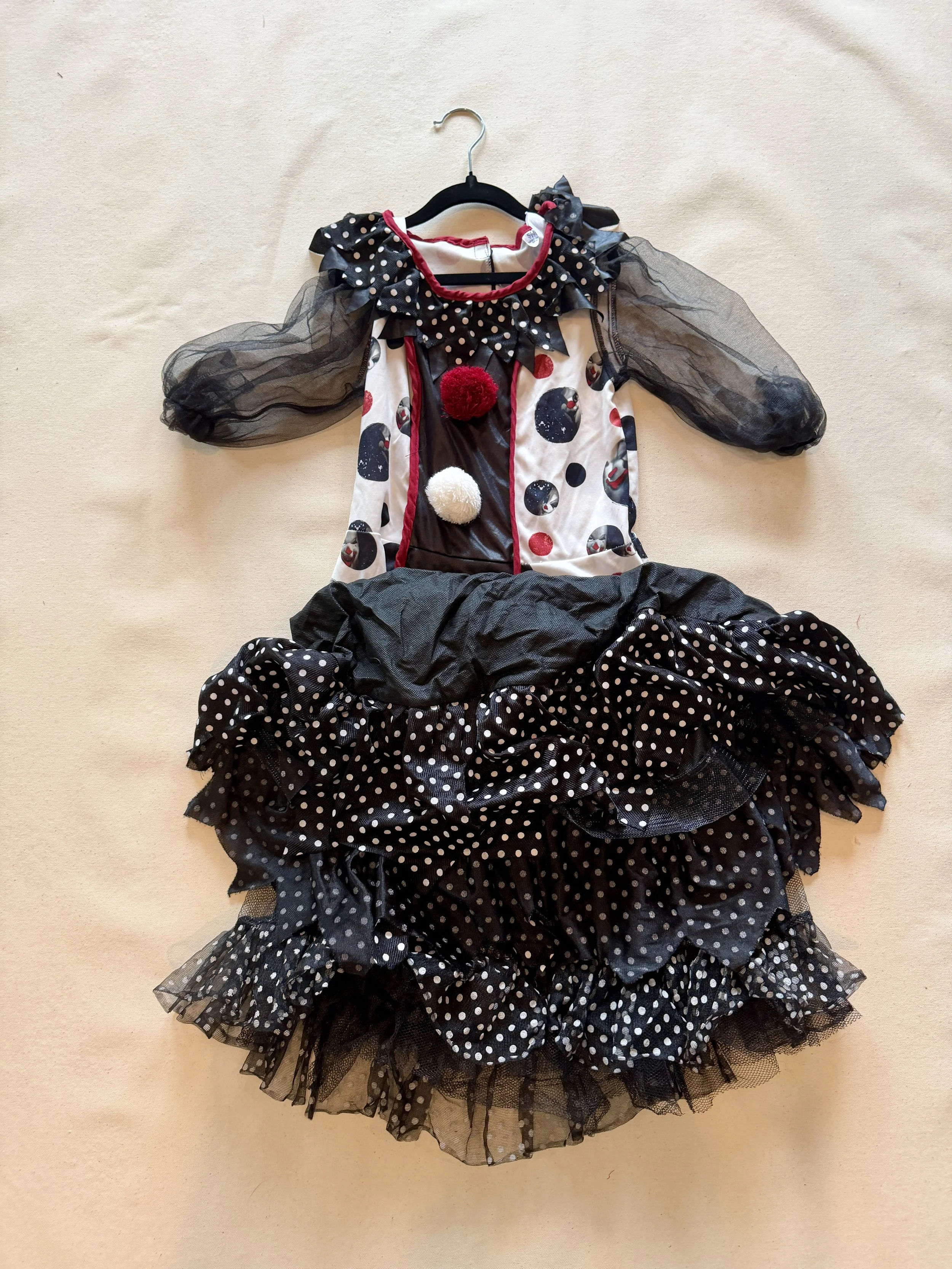 Whimsical Polka Dot Clown Dress for Kids (Small)