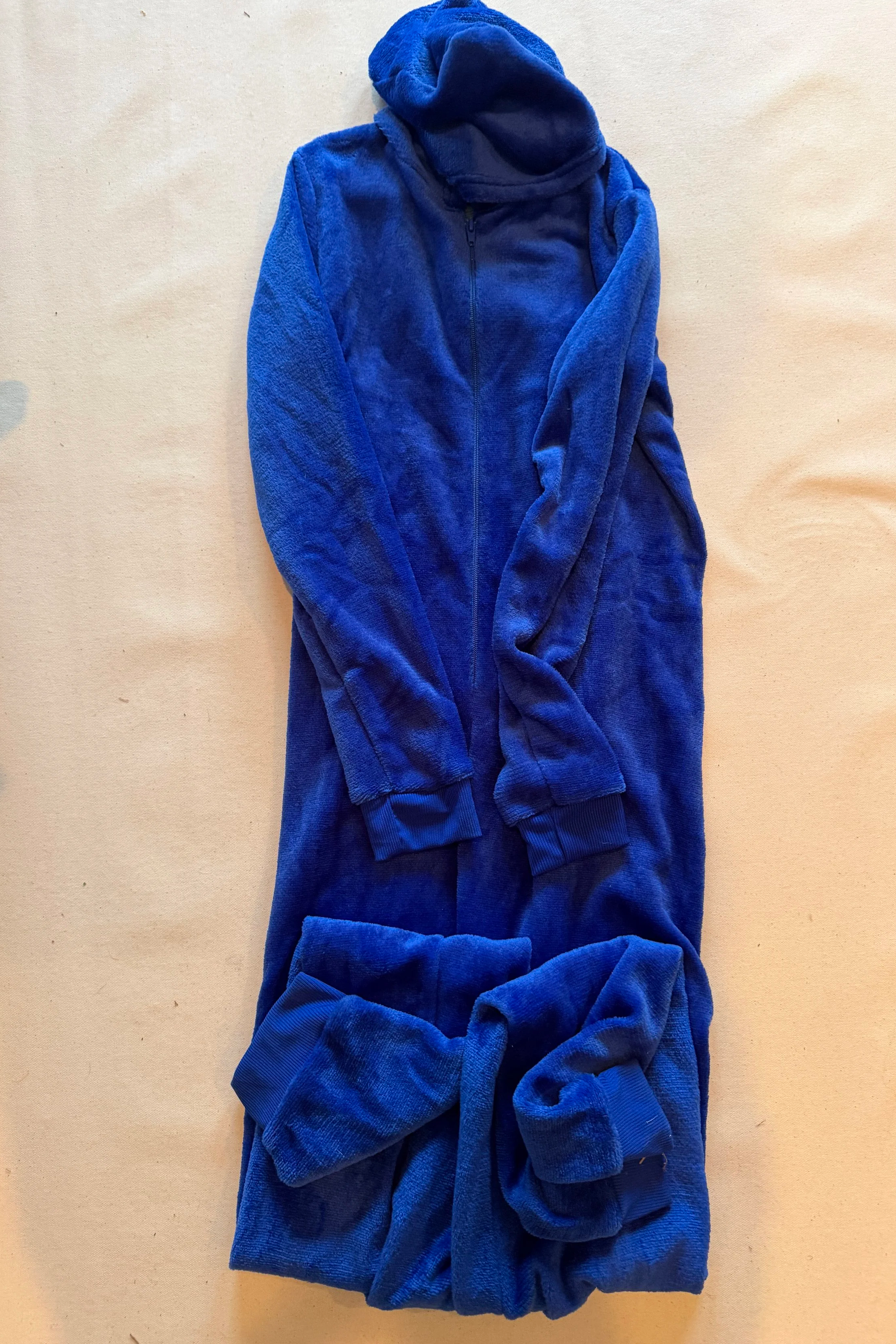 Plush Fleece Blue Hooded Robe (Medium)