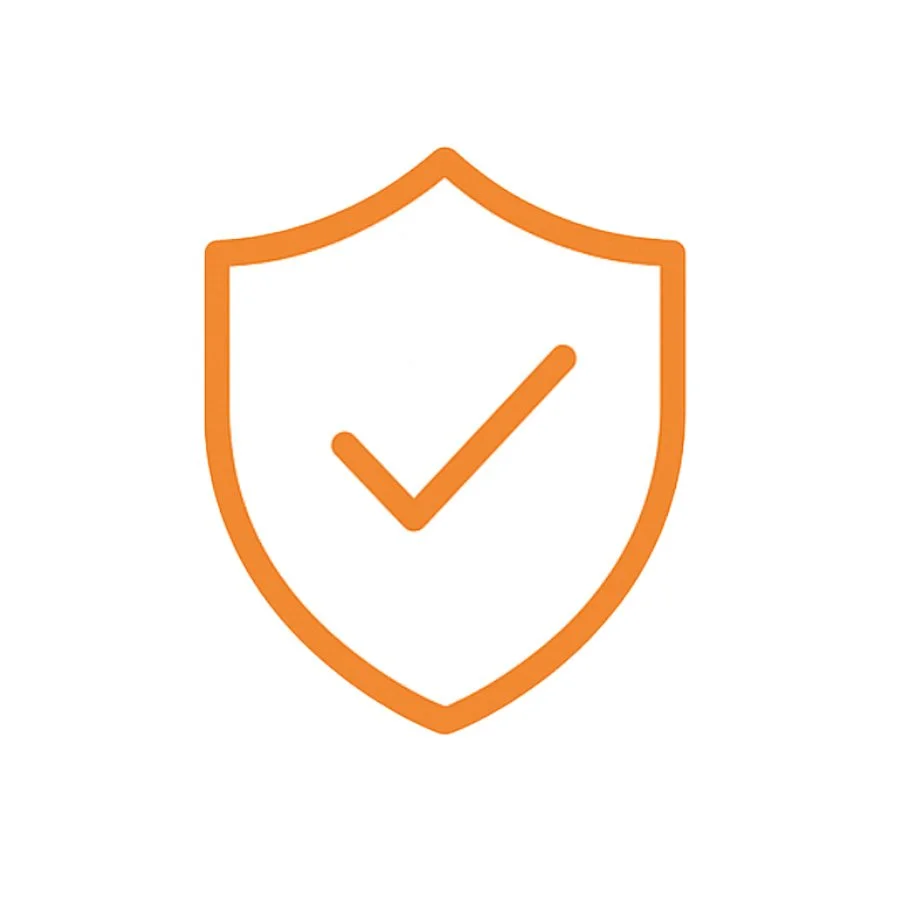 a checkmark is shown on a shield-type outline, indicating that this painting company can be trusted as they are licensed and insured