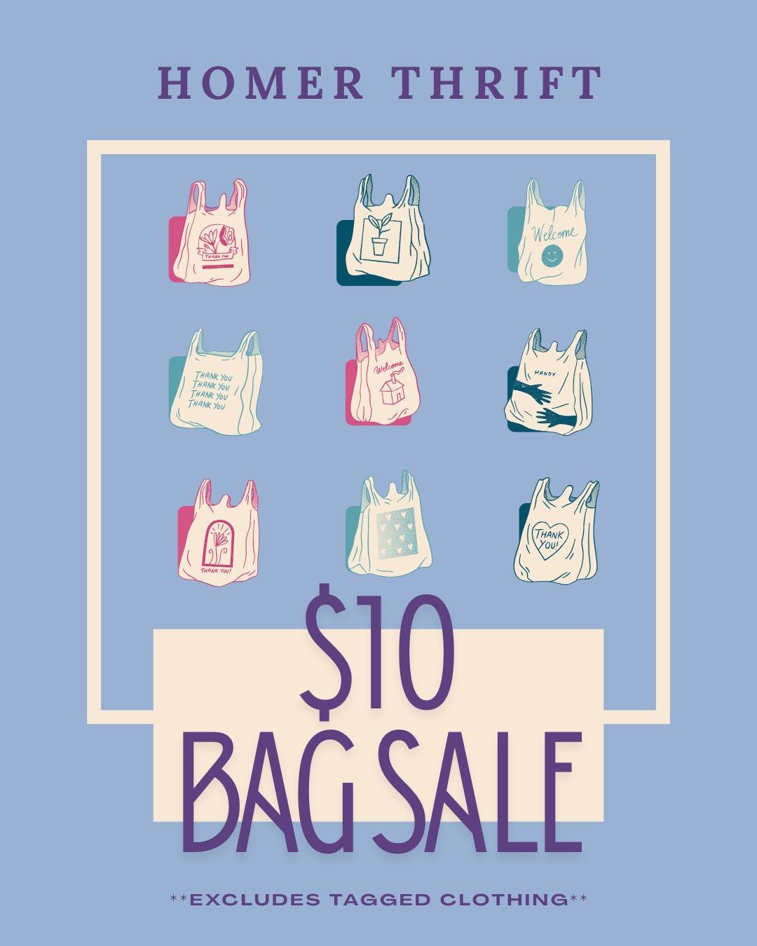Last week's BAG SALE was so fun, we're gonna keep it going this week! $10 for anything you can fit into a bag! (excludes tagged clothing)

See you @ the store! Mon- Sat, 10-5.