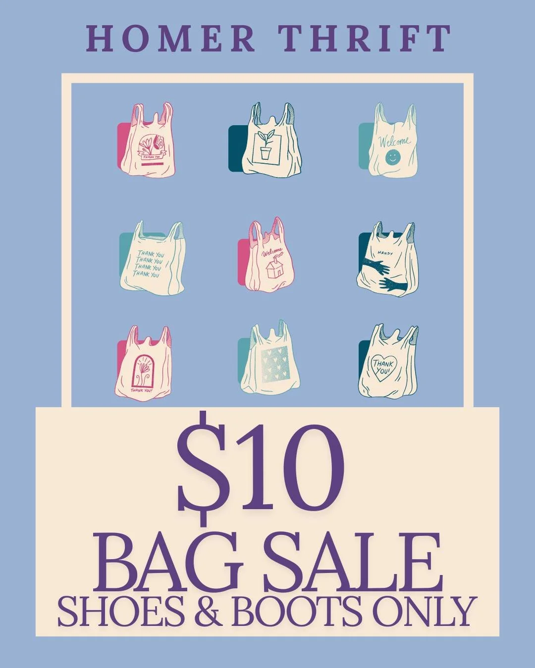 ***FRIDAY &amp; SATURDAY ONLY***

All the shoes and boots you can fit in a bag for only $10! Come in and find some new shoes this weekend!

👟👠👢👡

Shop. Support. Empower.