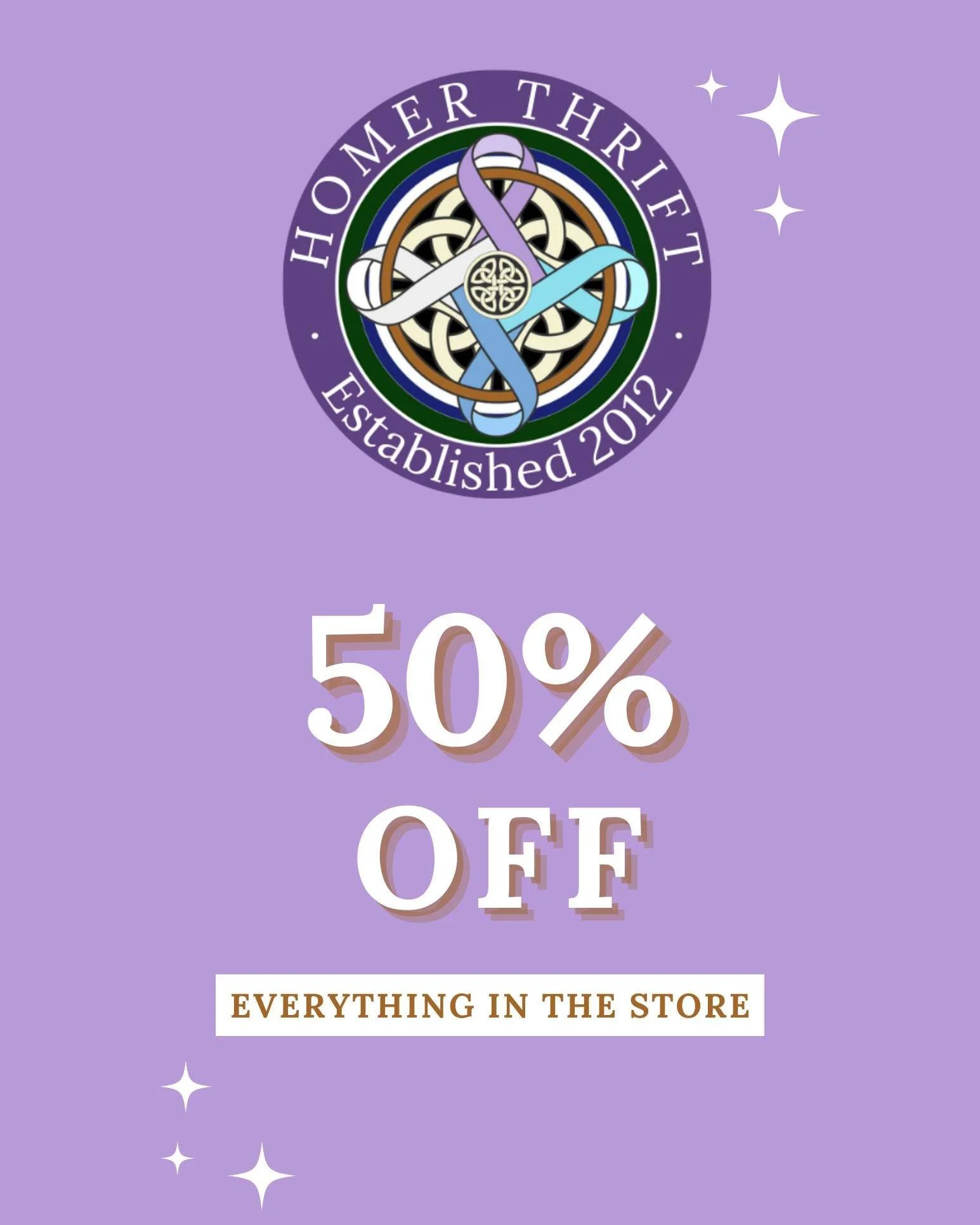 We need to make room! 50% OFF everything in the store TODAY!

Stop by and see us!

Shop. Support. Empower.