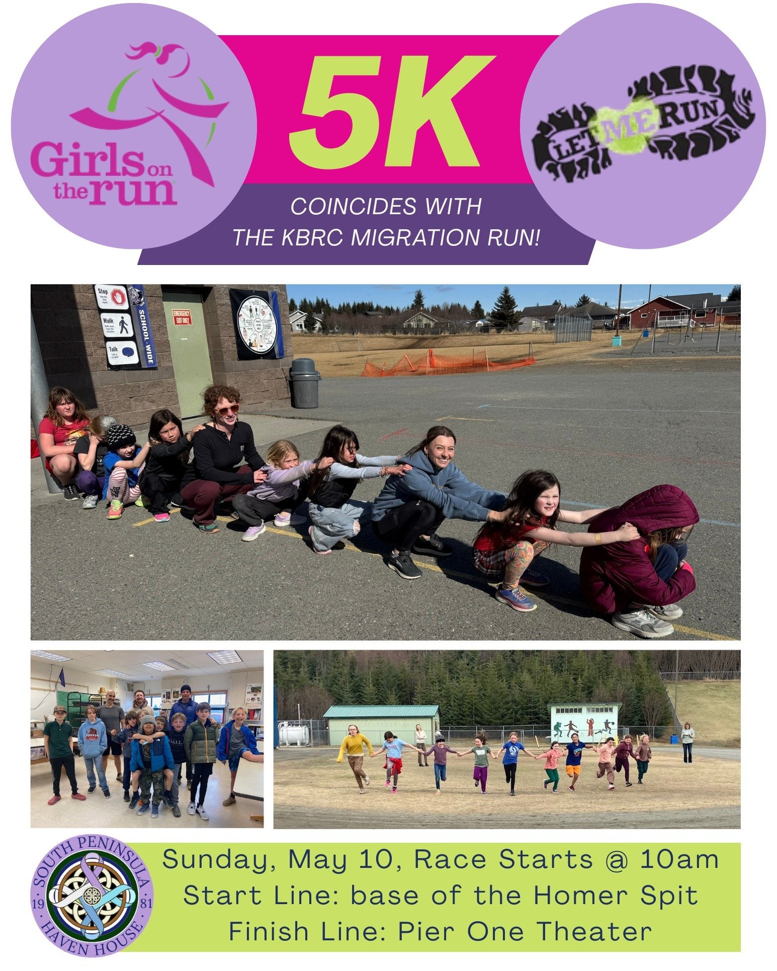 IT'S 5K TIME!

The Girls on the Run and Let Me Run teams have been working hard all season long and they're READY TO RACE!

Come and cheer them on as they run a 5k this Sunday, May 10th at 10 am.

The race starts at the base of the Spit and ends at P