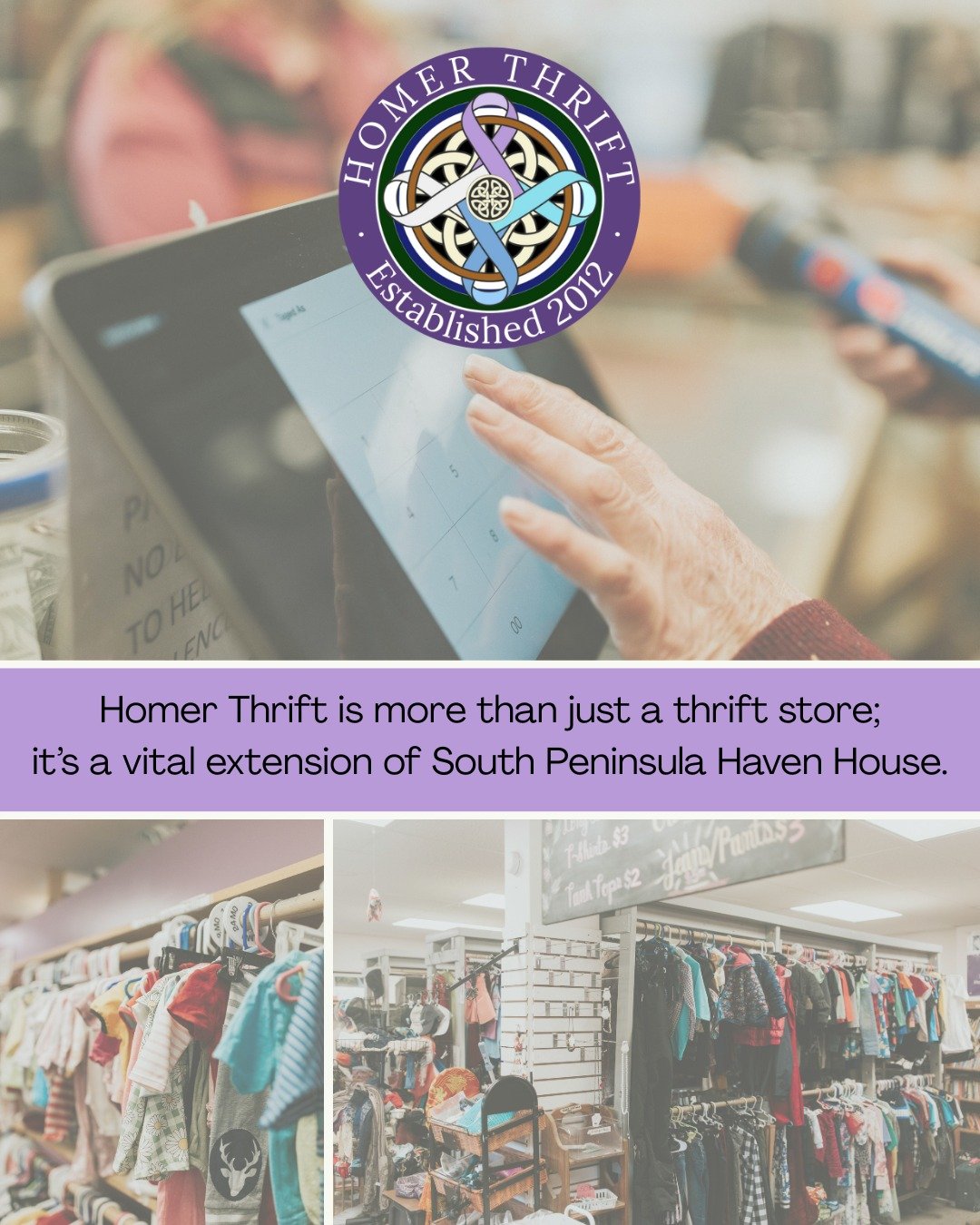 Homer Thrift is more than just a store; it&rsquo;s a community cornerstone and a vital extension of South Peninsula Haven House. 

While we offer gently used items at affordable prices to make shopping more accessible and reduce waste, Homer Thrift&r