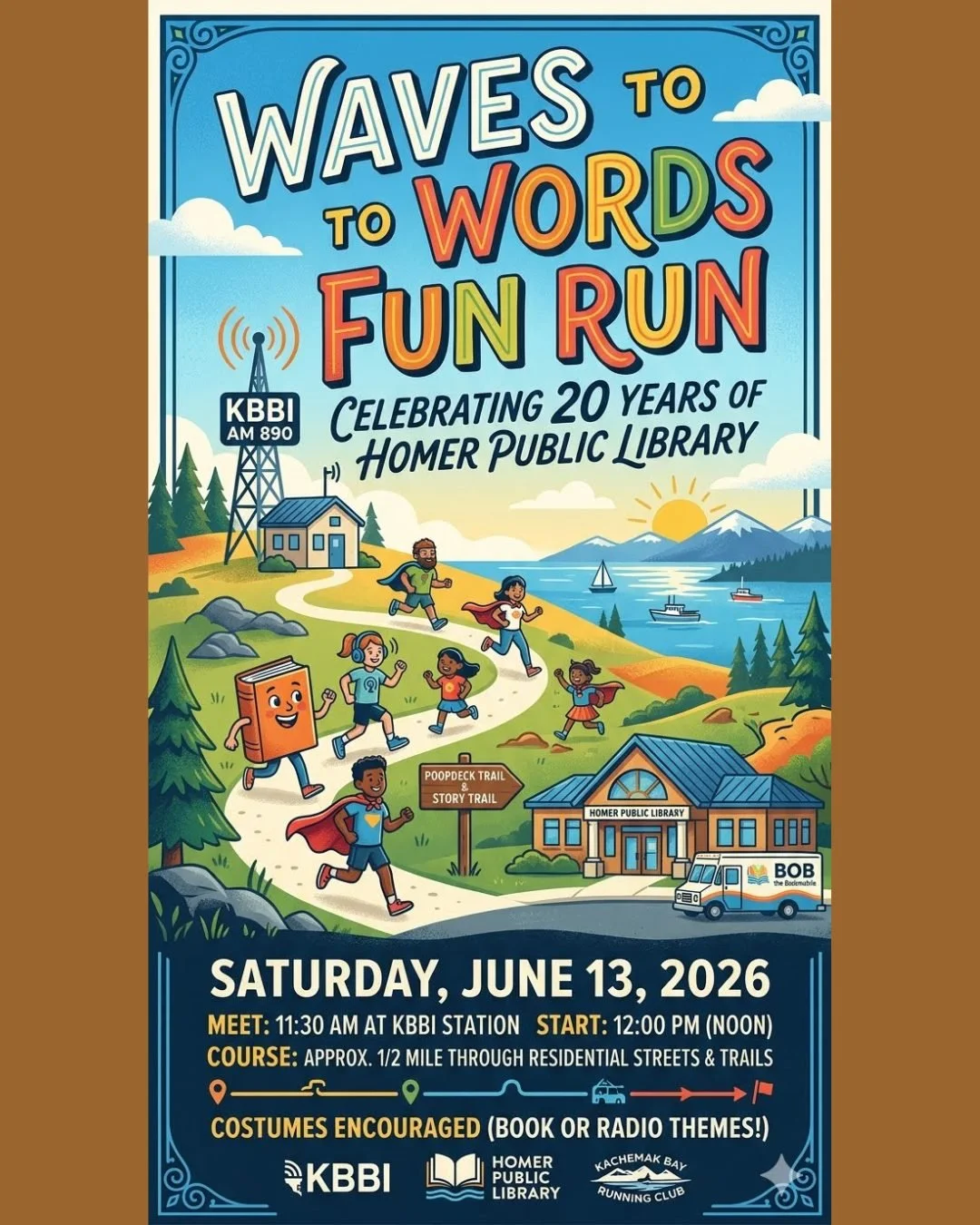 Hey Girls on the Run &amp; Let Me Run participants! (And anyone else who has a kid that needs to get out and move!)

Waves to Words Fun Run 🌊➡️📚

Join Homer Public Library, Kachemak Bay Running Club, KBBI AM 890, and some of the Haven House Prevent