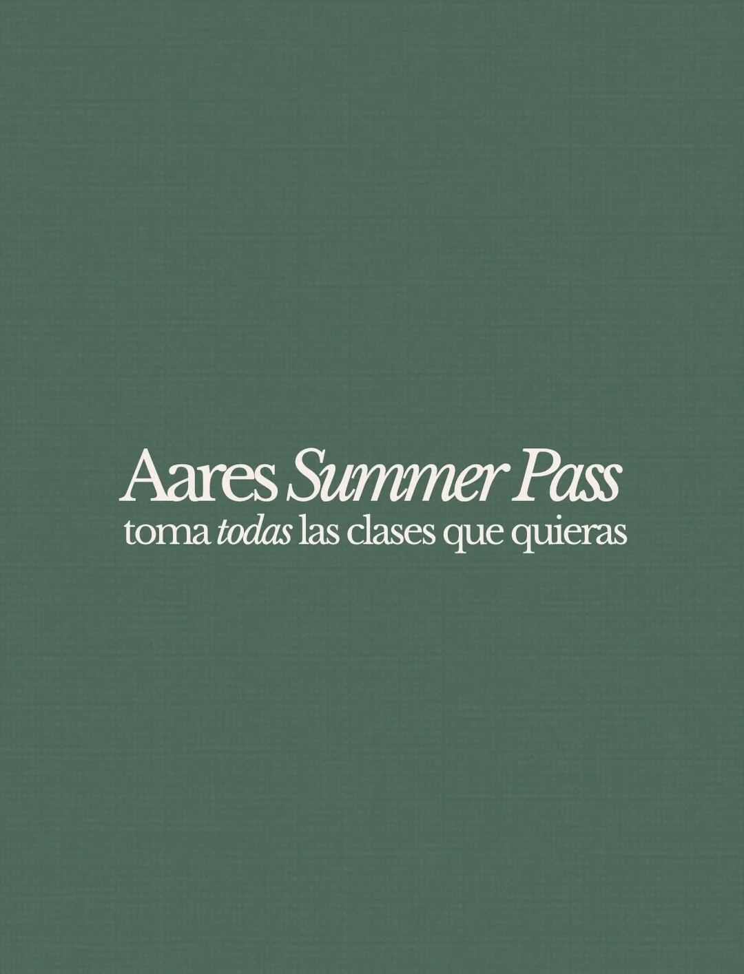 AARES Summer Pass 🤍🙌🏼

Entrena todo el mes por $2,999 MXN con acceso a clases ilimitadas.

C&oacute;mo desbloquear la oferta?

1. Entra a **aares.com** (link en bio).
2. Ingresa tu correo para recibir tu c&oacute;digo de descuento.
3. Selecciona l