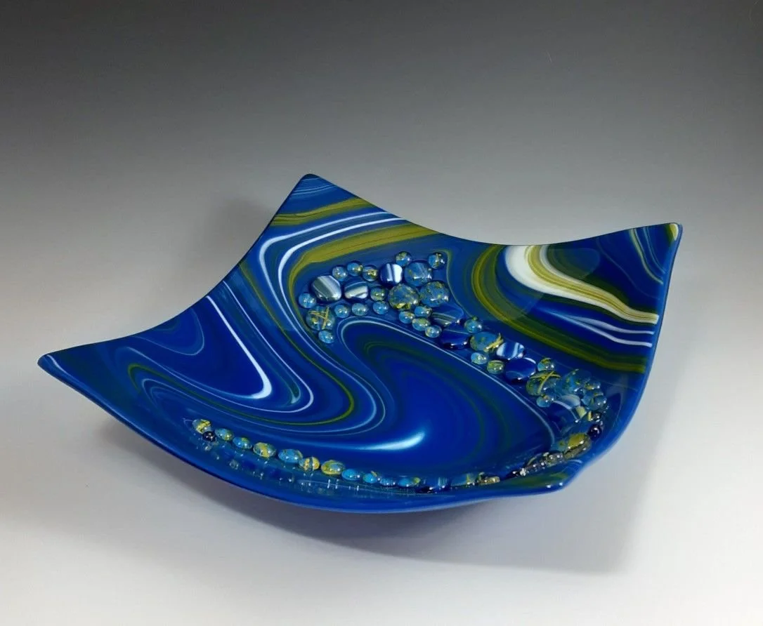 Summer Bowl - Spectrum Fusers Reserve Opal Art glass with Mardi Gras yellow/clear.