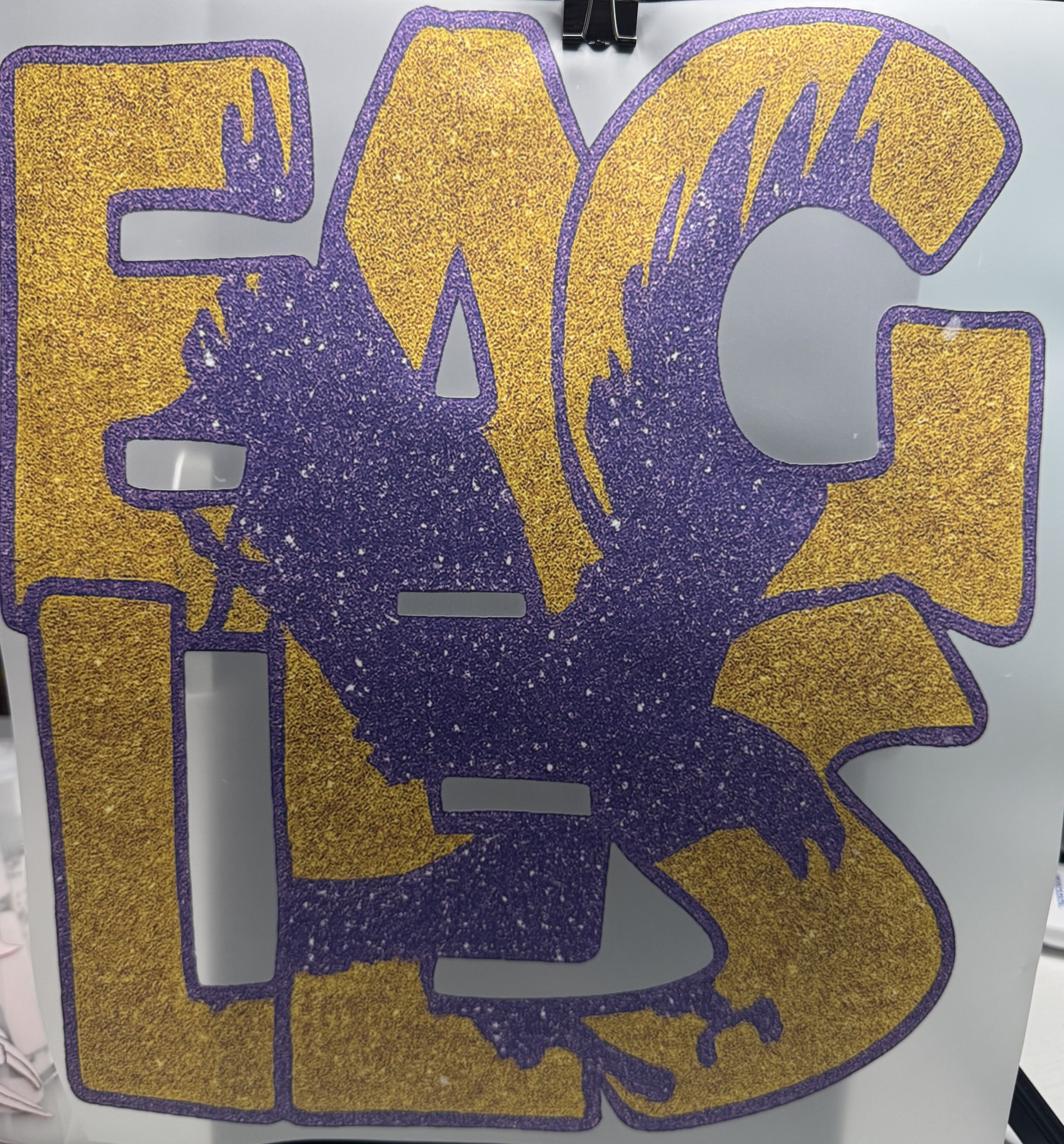 Purple and Gold Glitter 'EAGLES' Ready-to-Press Dtf