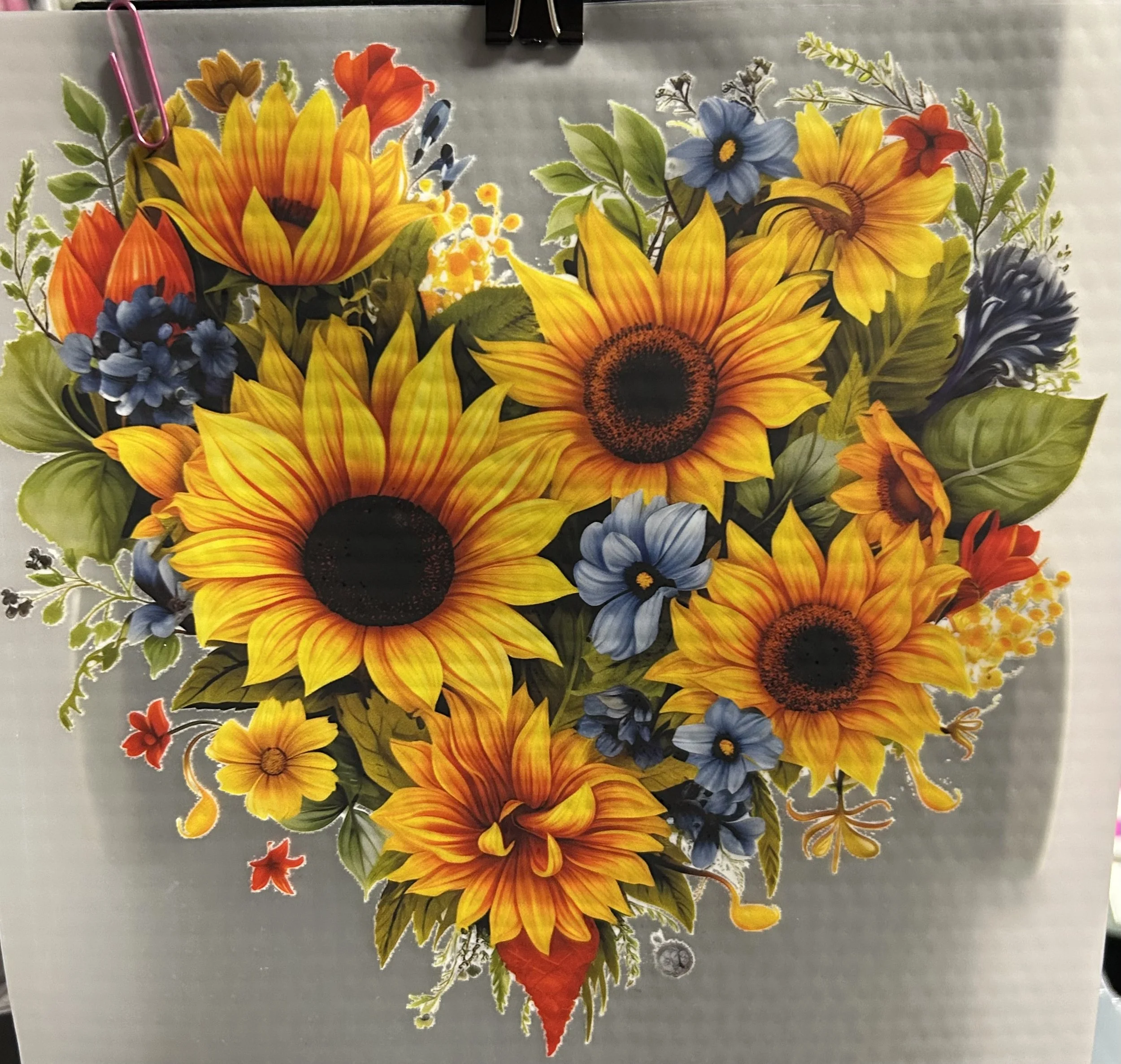 Sunflower Heart Ready-to-Press Transfer