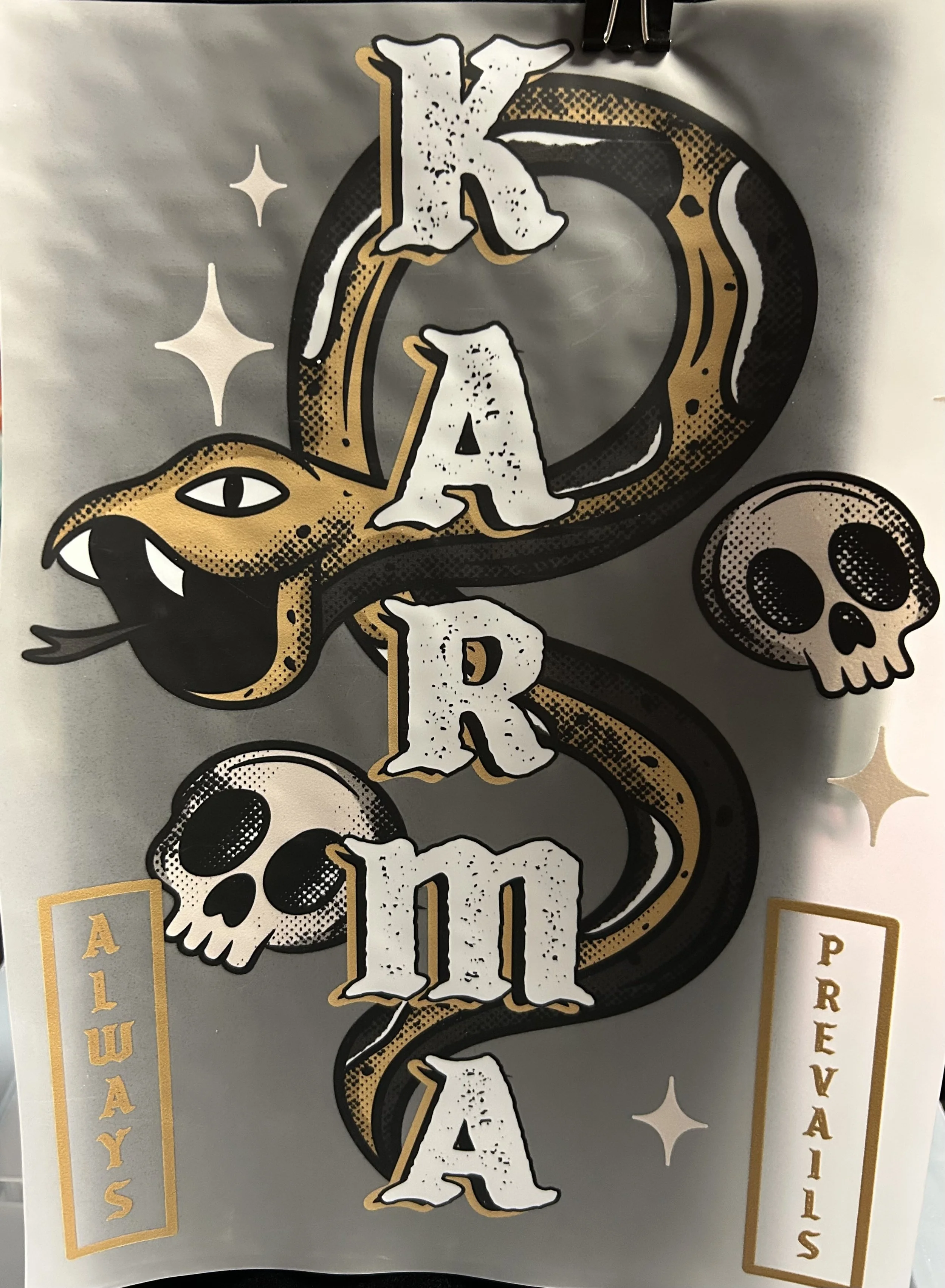 Karma Always Prevails Ready-to-Press Design dtf for shirt and pocket