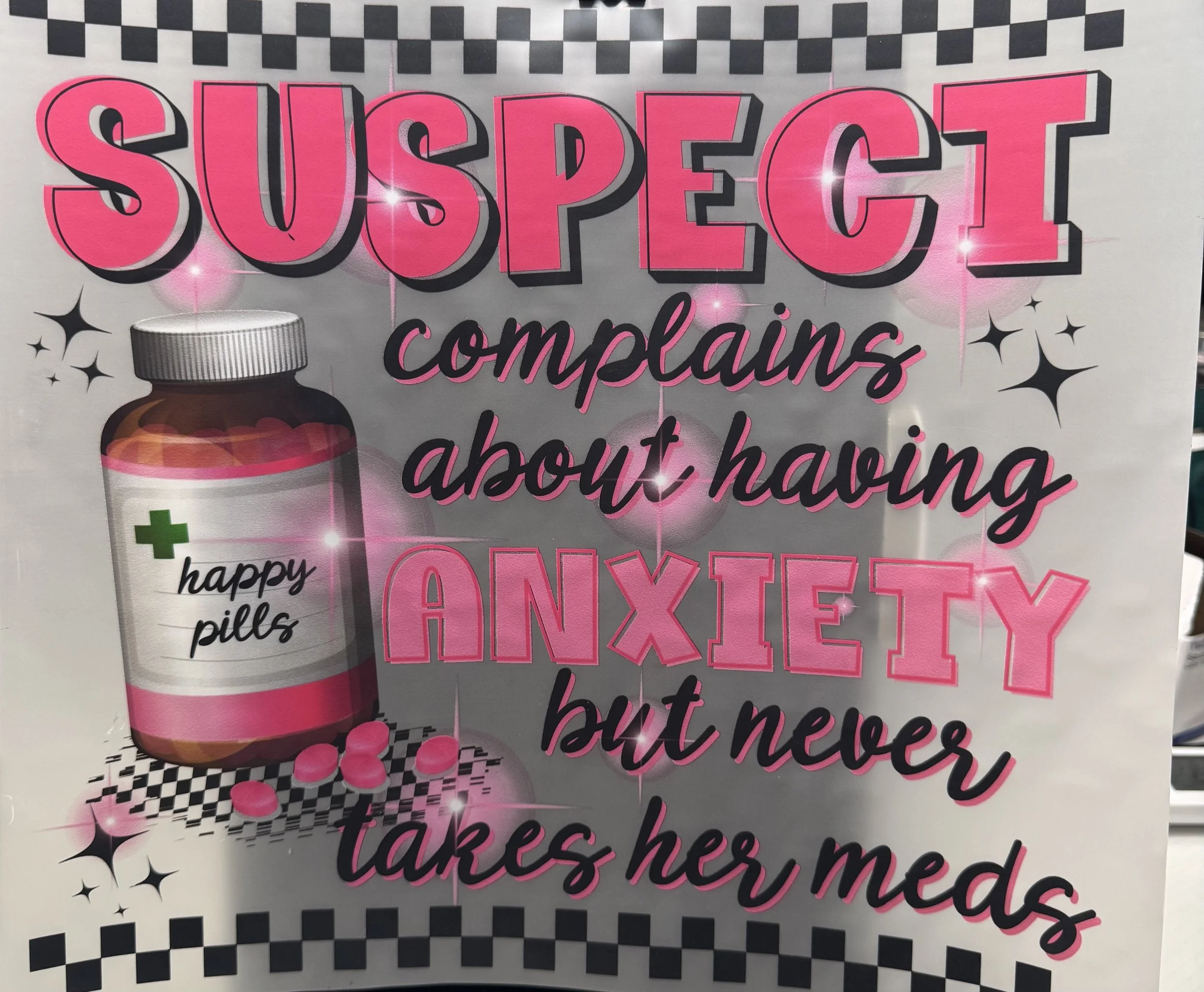 Quirky Anxiety-Themed Heat Transfer dtf