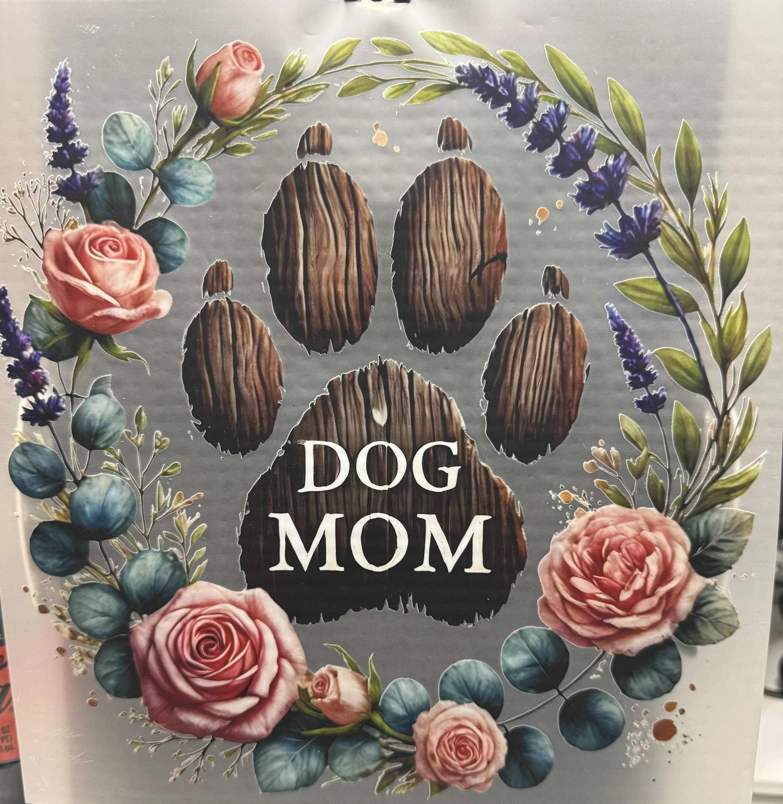 Dog Mom Floral Brown Heat Transfer DTF for shirt and pocket