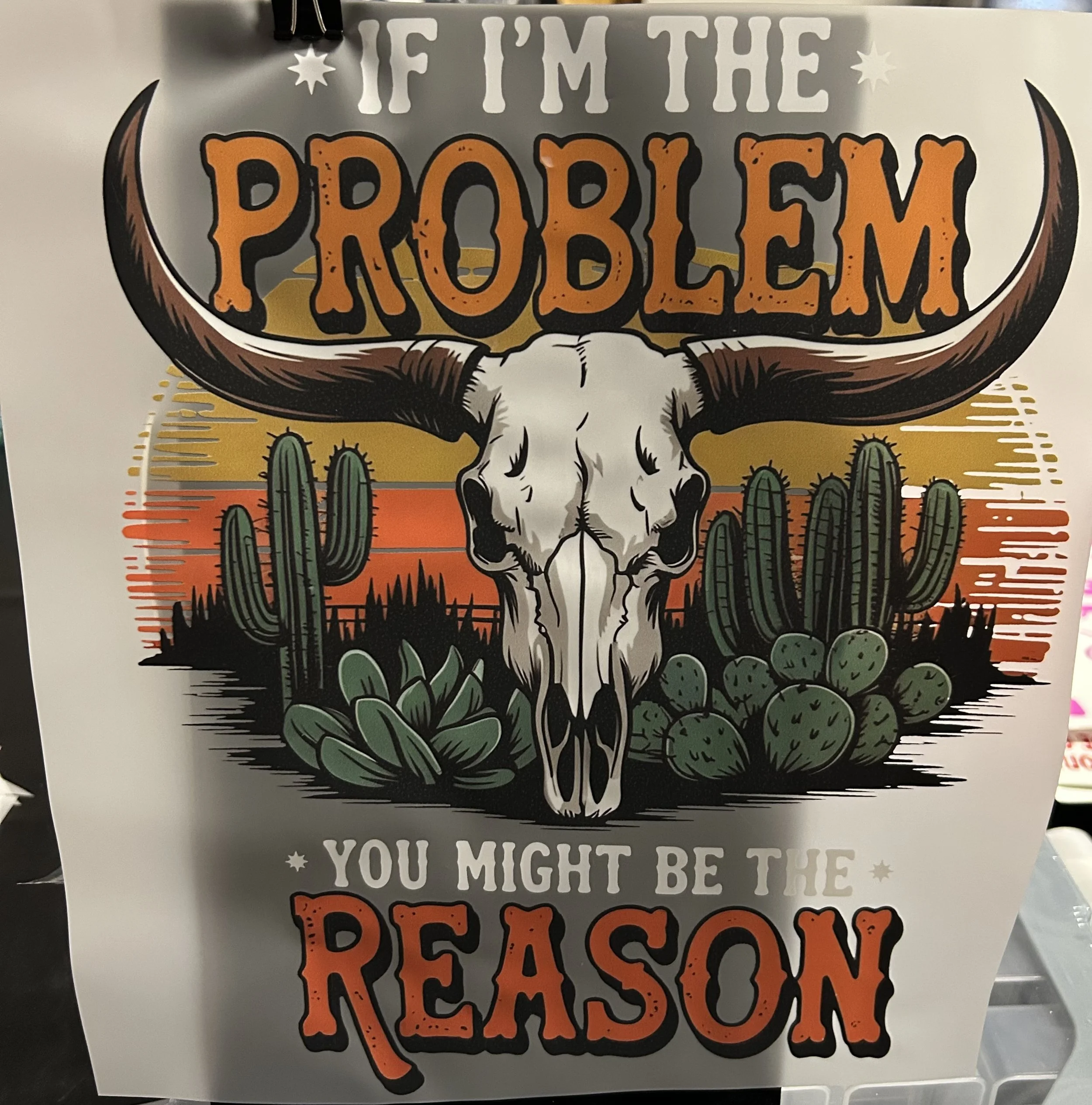 Western Skull Ready-to-Press Transfer