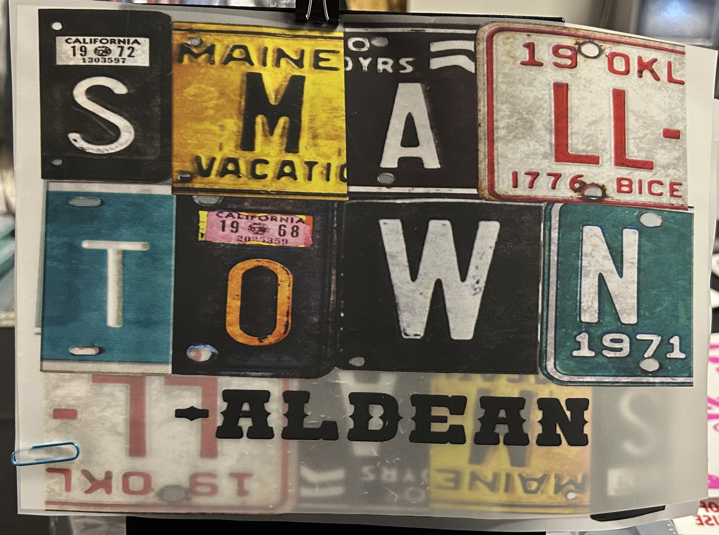 Small Town License Plate Ready-to-Press Transfer