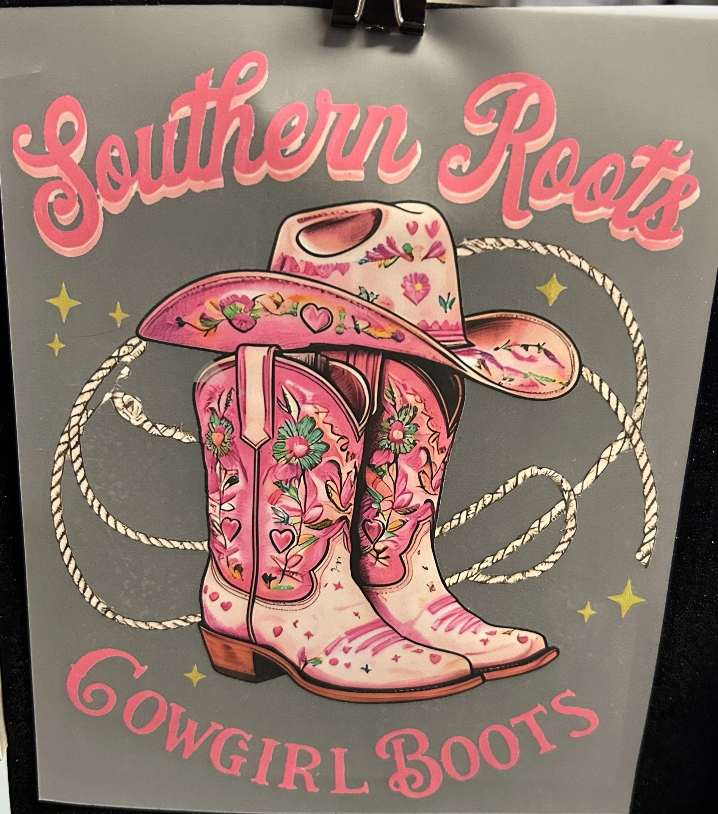 Southern Roots Cowgirl Boots Heat Transfer dtf