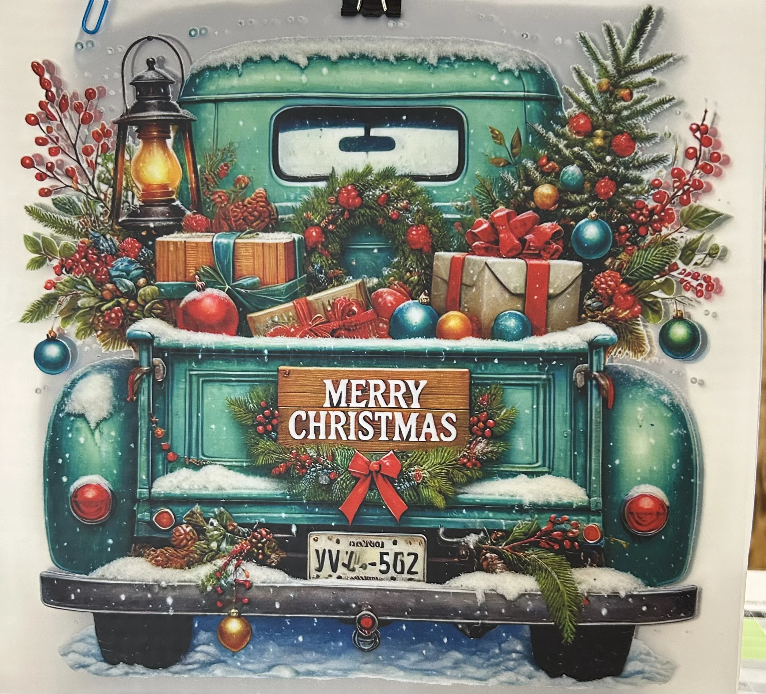 Vintage Christmas Truck Ready-to-Press Transfer dtf
