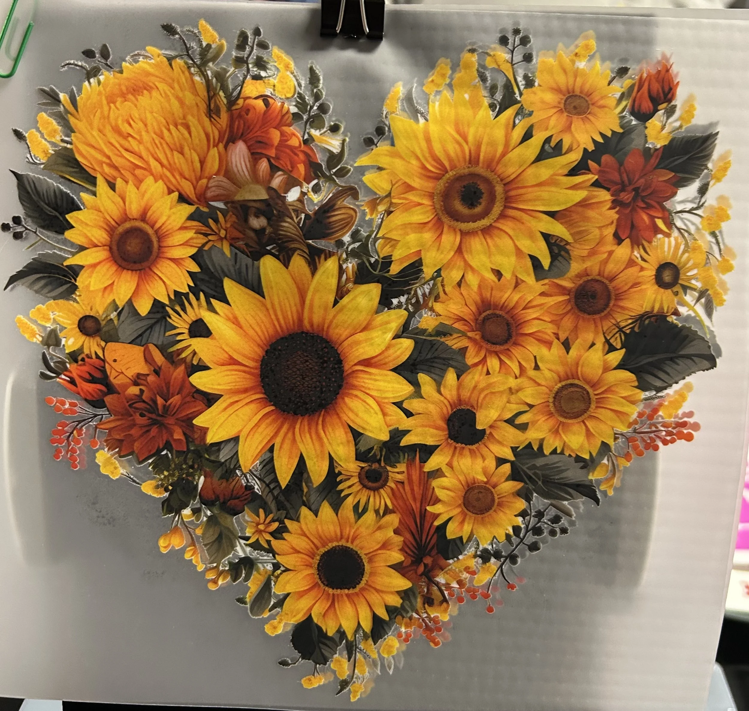 Sunflower Heart Ready-to-Press Design