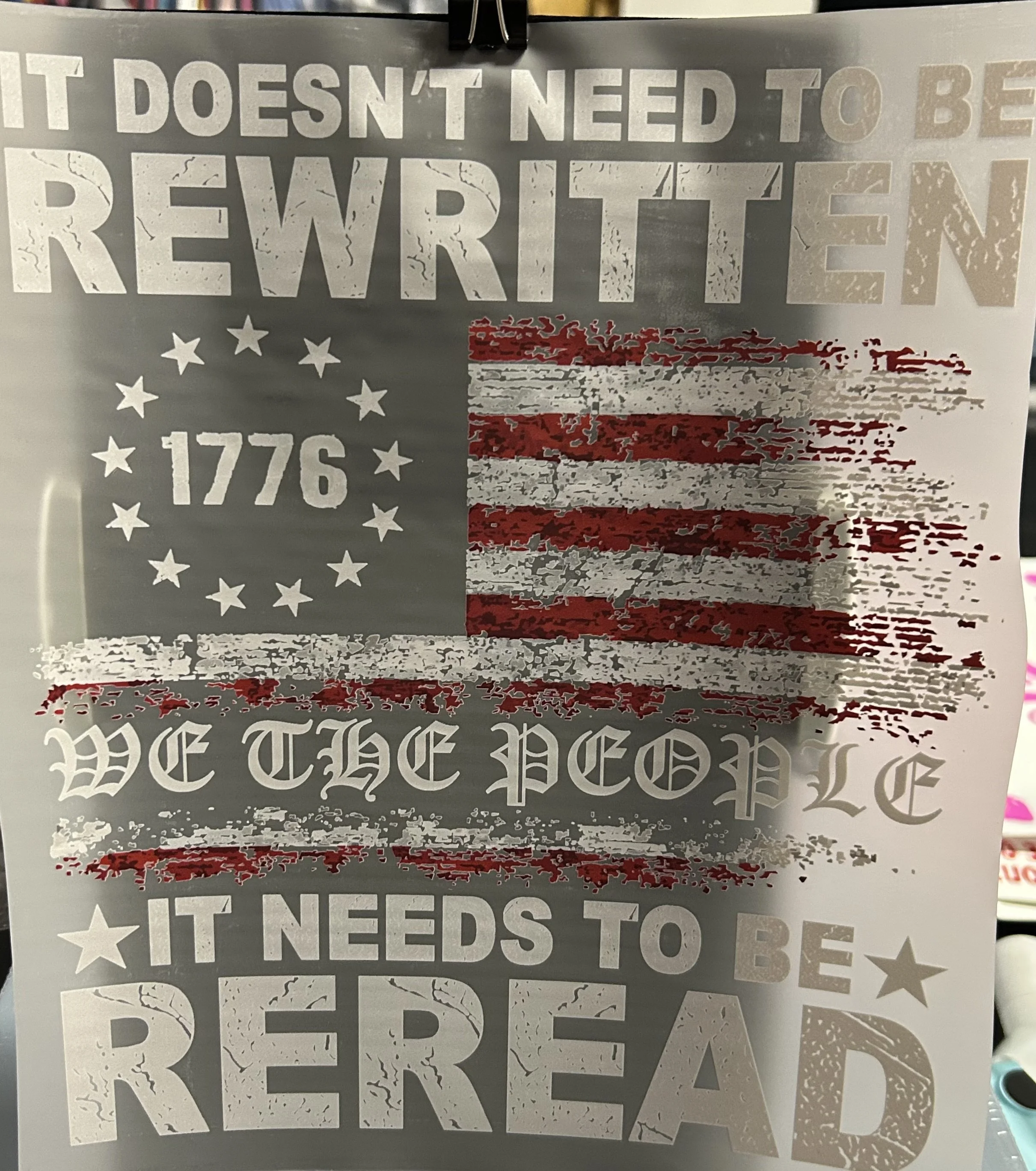 '1776 We The People' Ready-to-Press DTF for shirt and pocket