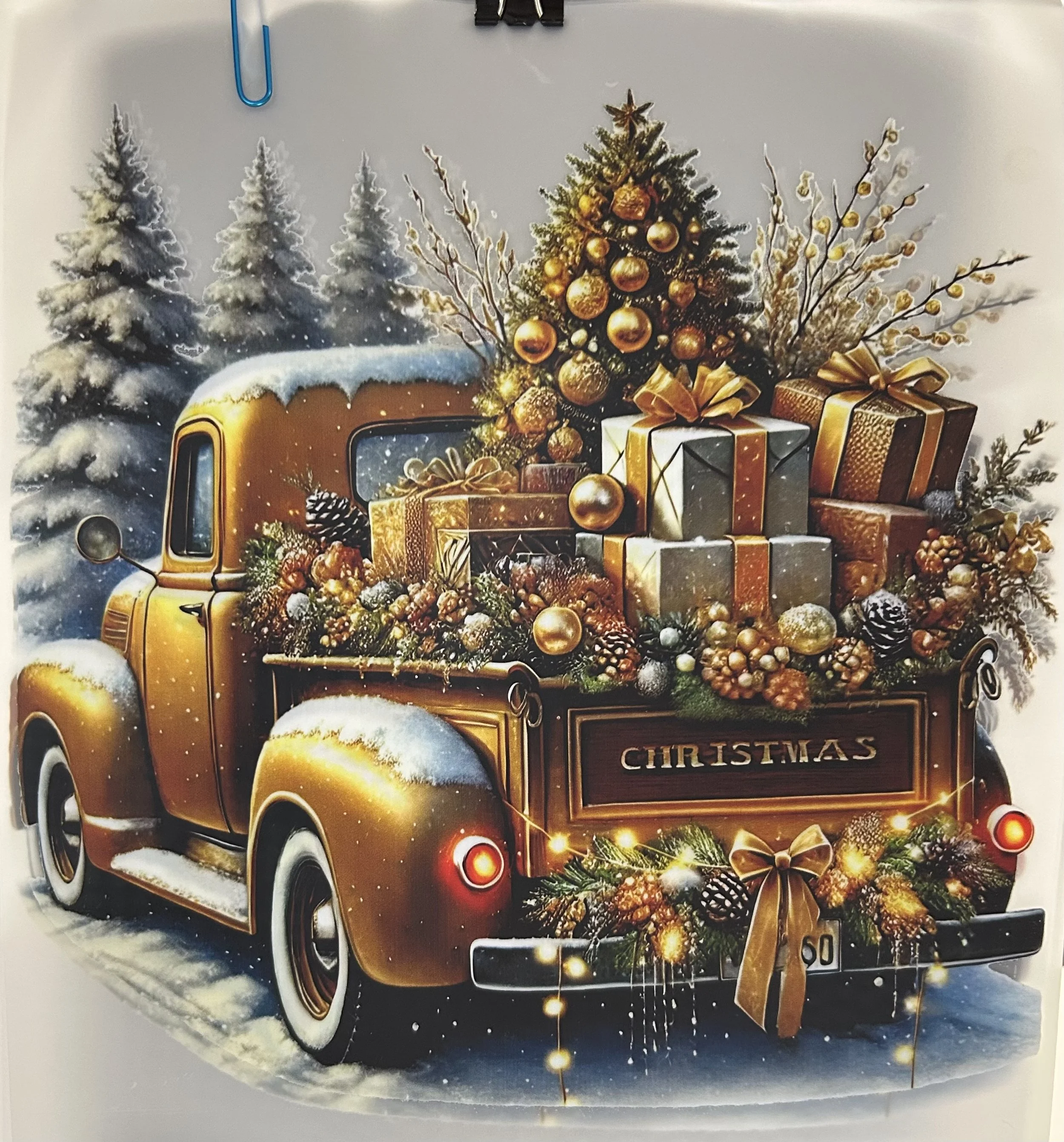 Golden Vintage Christmas Truck Design - Ready to Press dtf