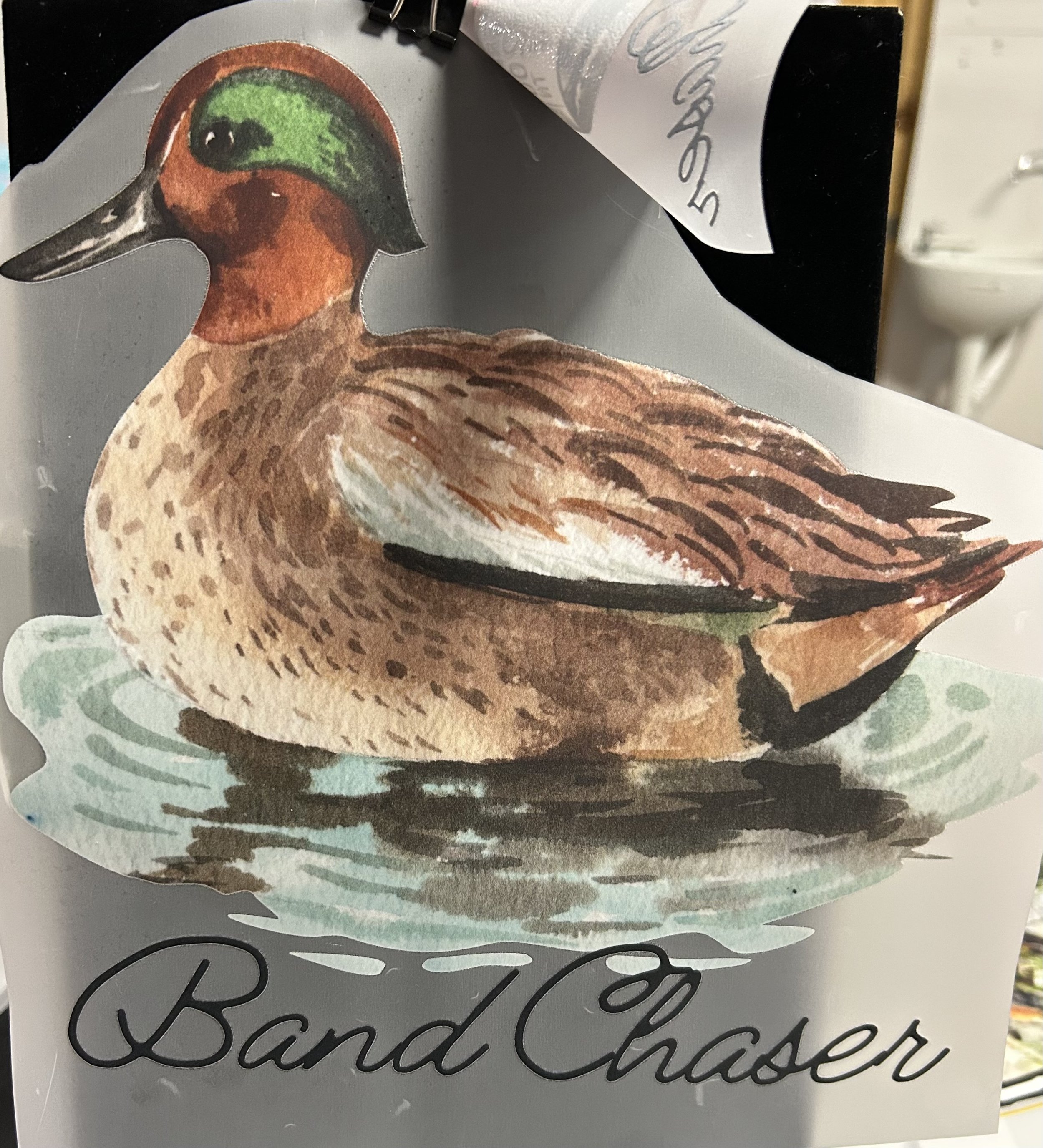 Band Chaser Watercolor Duck Ready-To-Press Transfer shirt and pocket