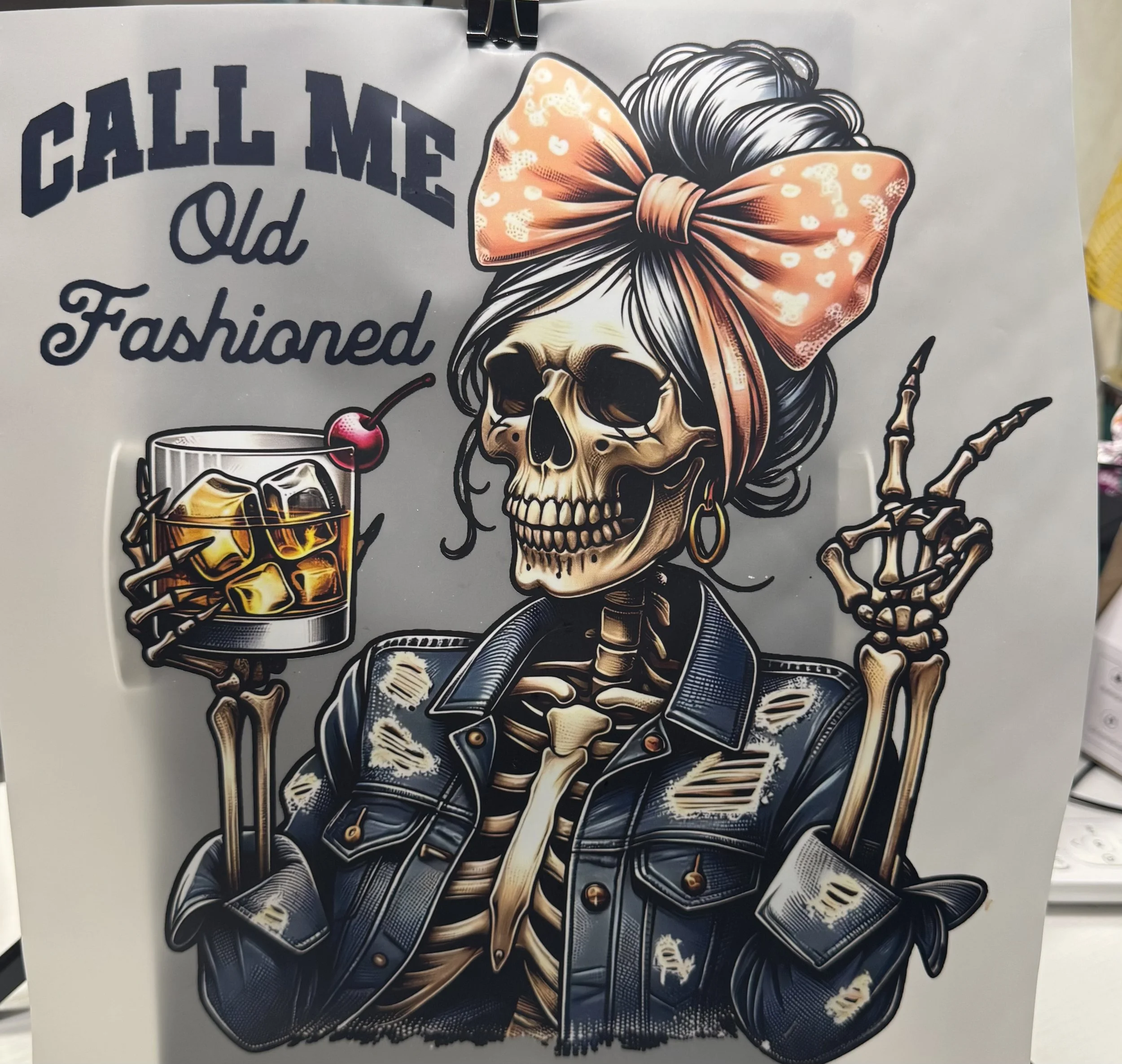 'Call Me Old Fashioned' Skeleton Heat Transfer DTF