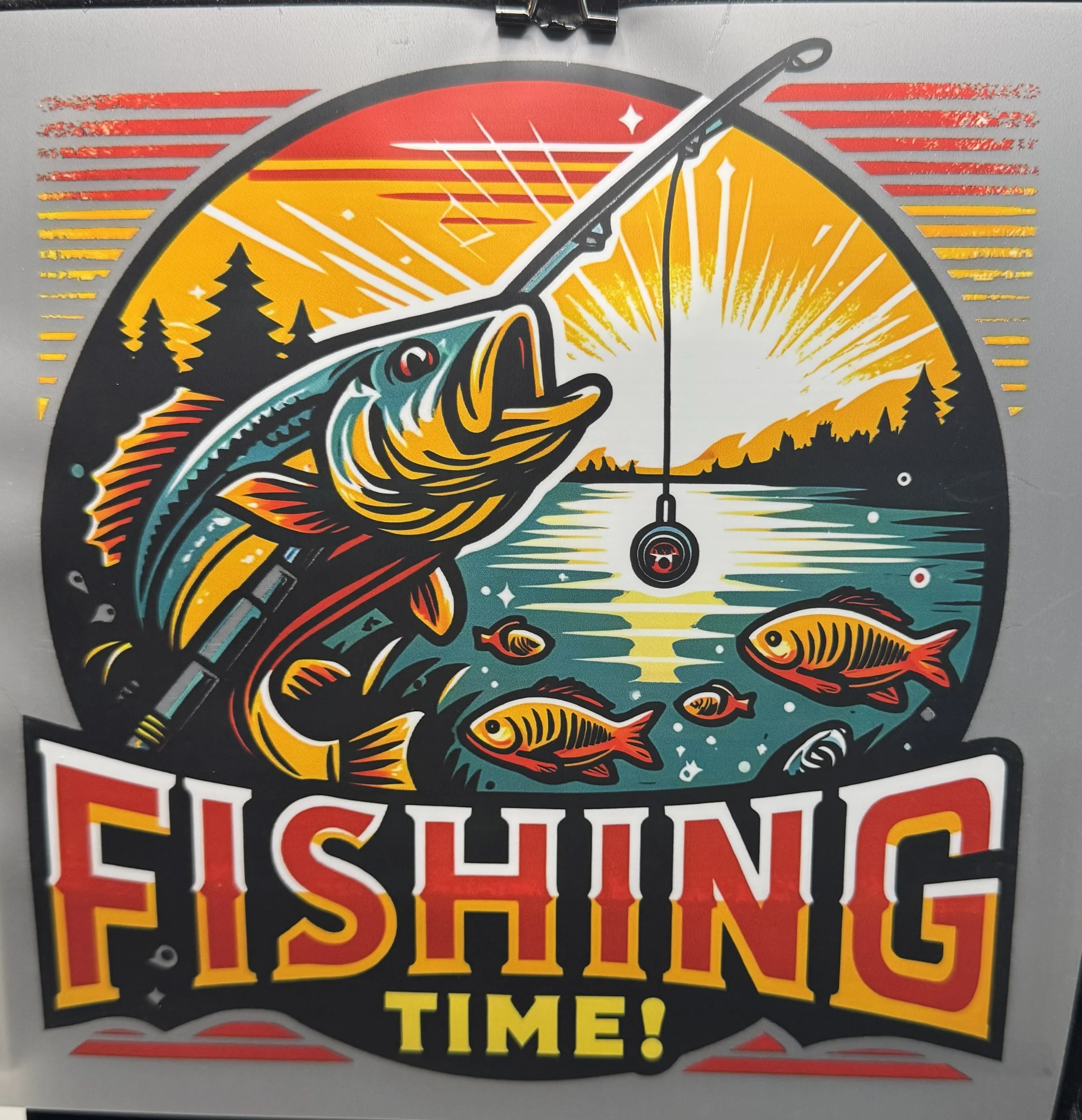 'Fishing Time!' Ready-to-Press Heat Transfer DTF