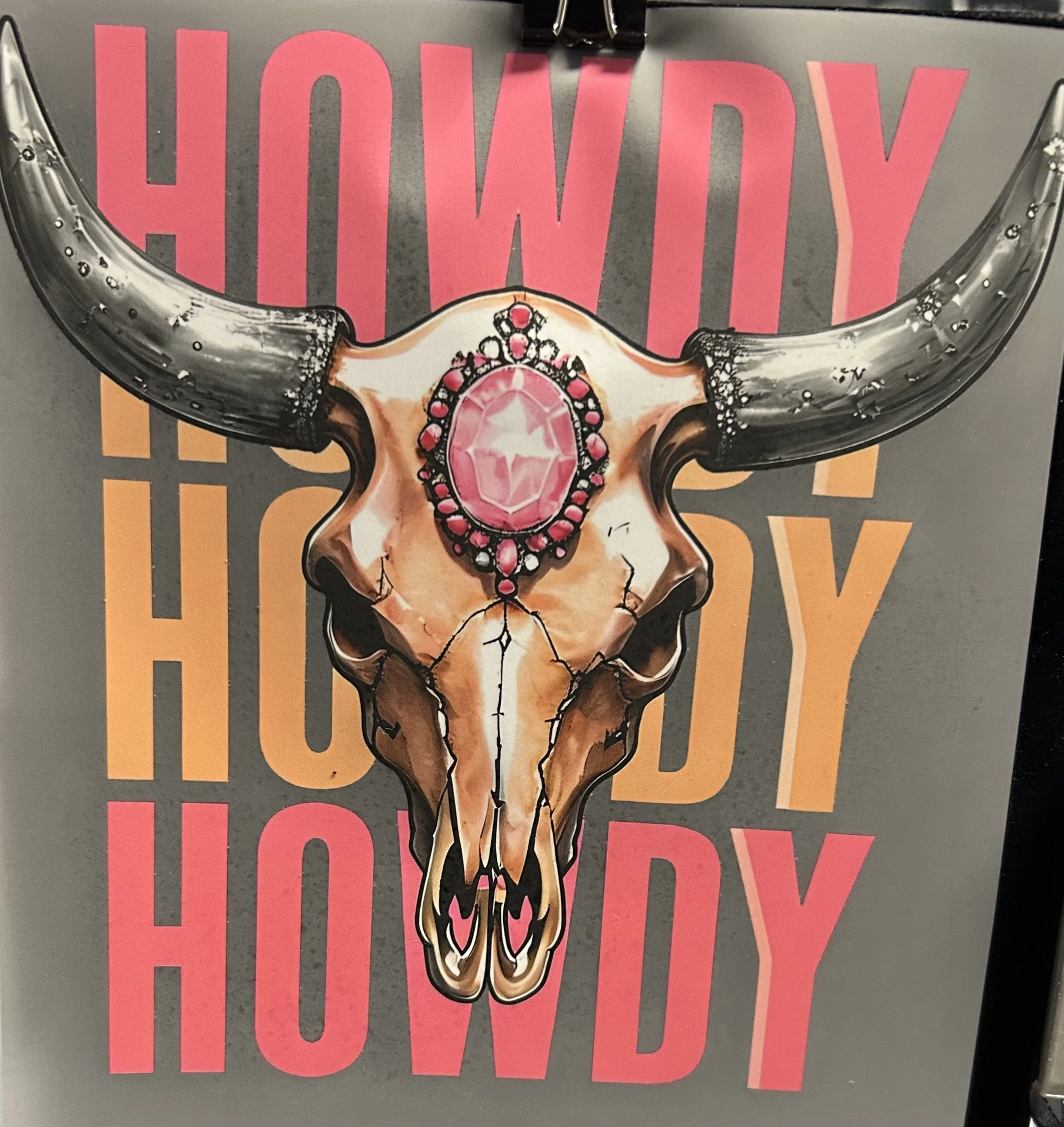 'Howdy' Western Bull Skull Heat Transfer dtf