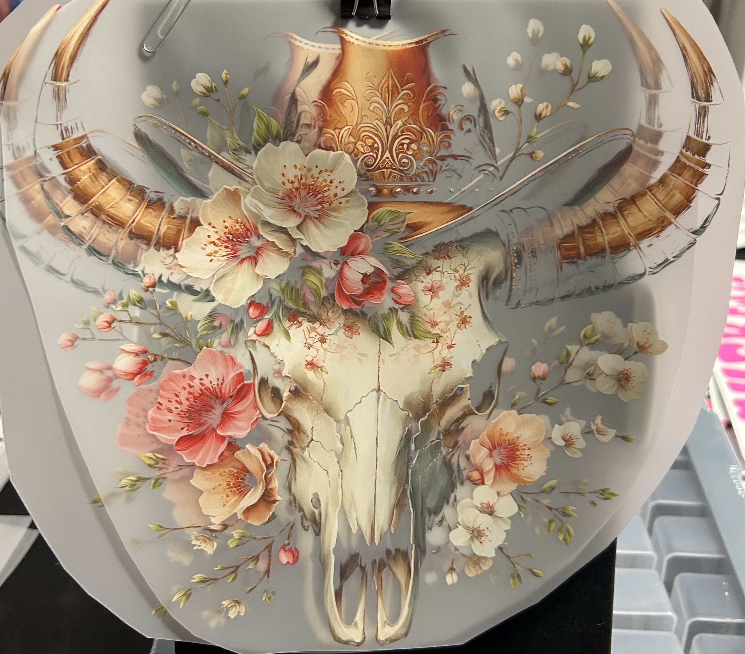 Floral Skull Ready-to-Press Transfer