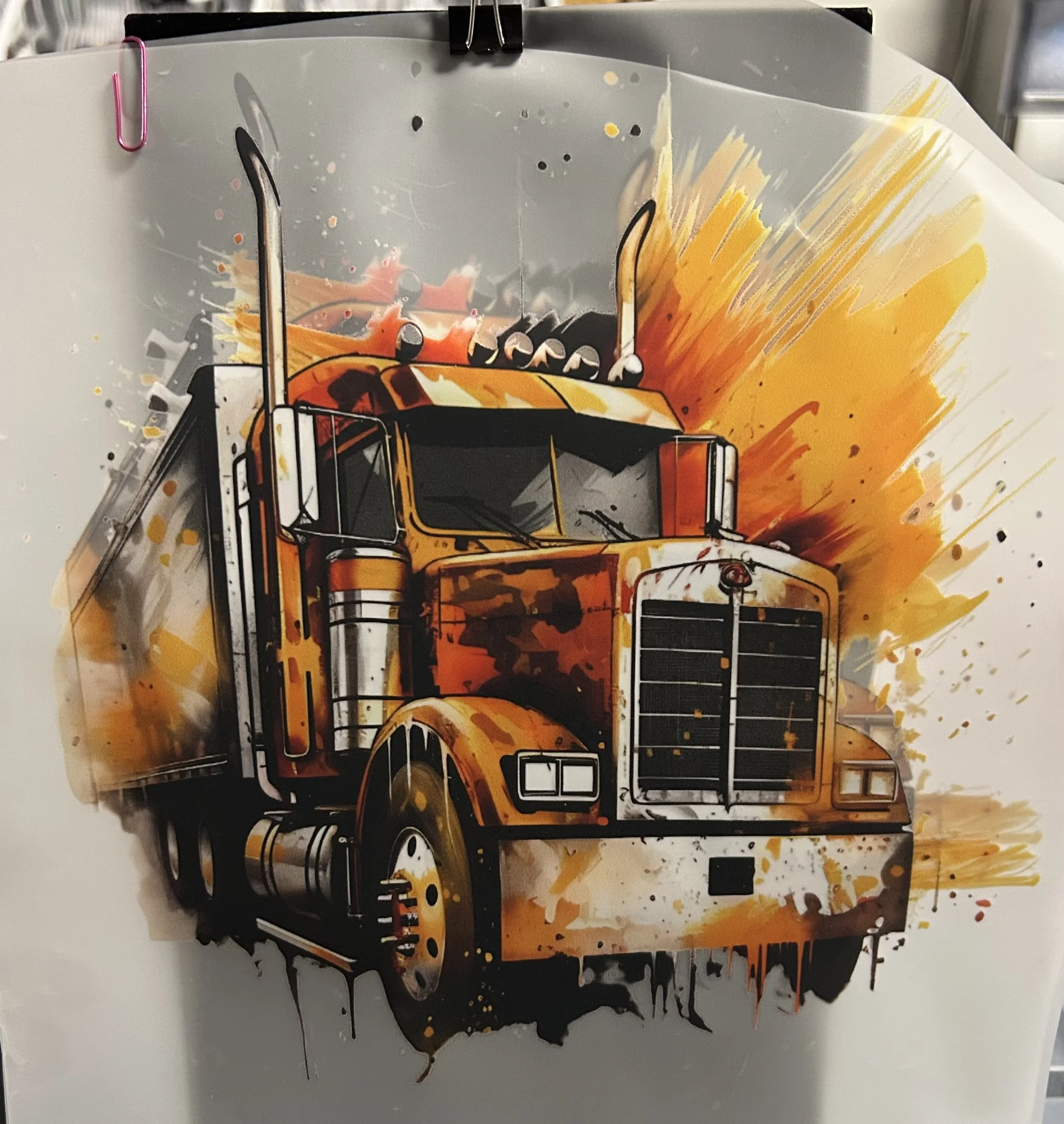 Dynamic Truck Graphic Ready-to-Press Transfer