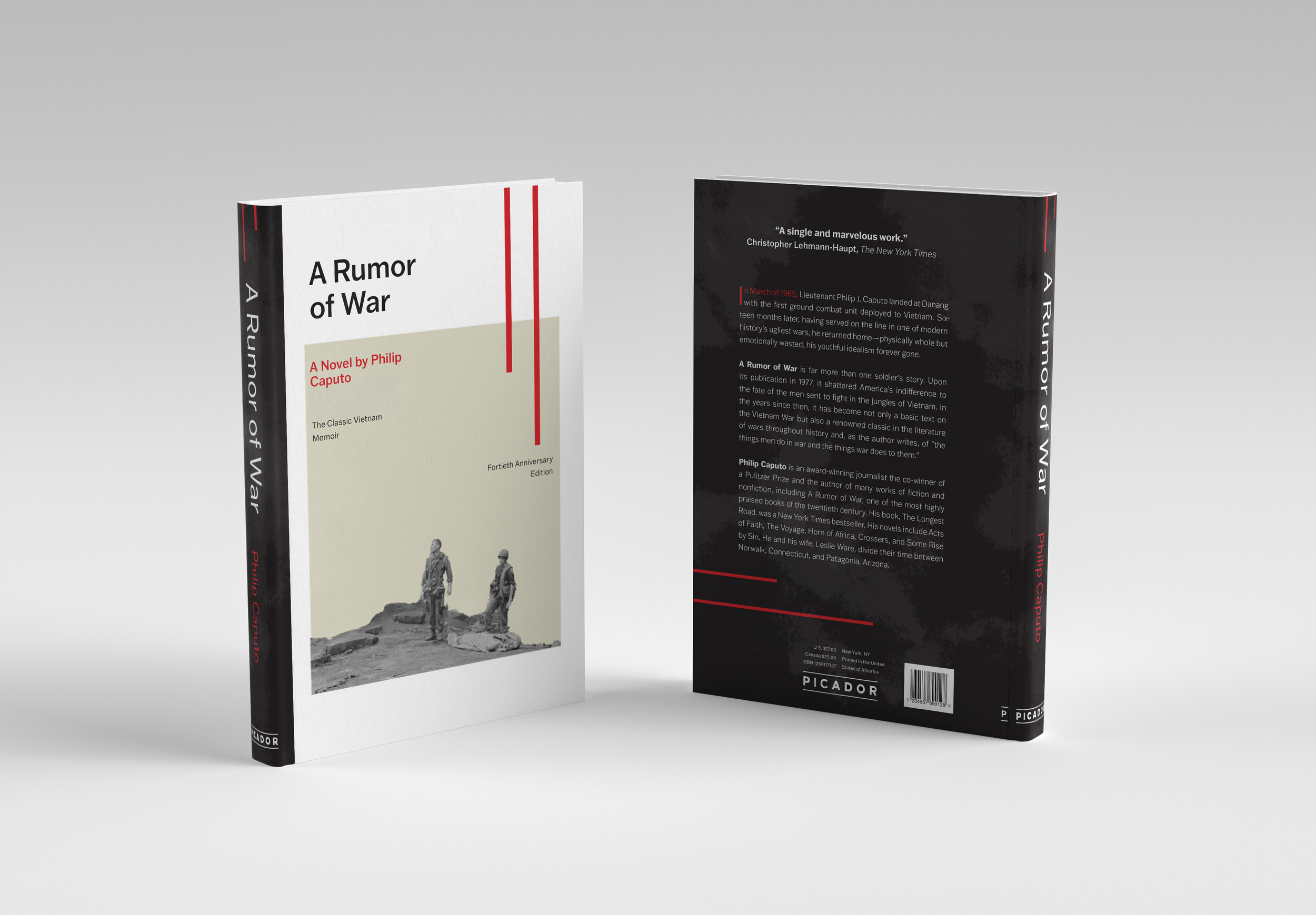 Image of two books titled 'A Rumor of War' by Philip Caputo, one facing forward and the other showing the back cover with text and a barcode, set against a plain white background.