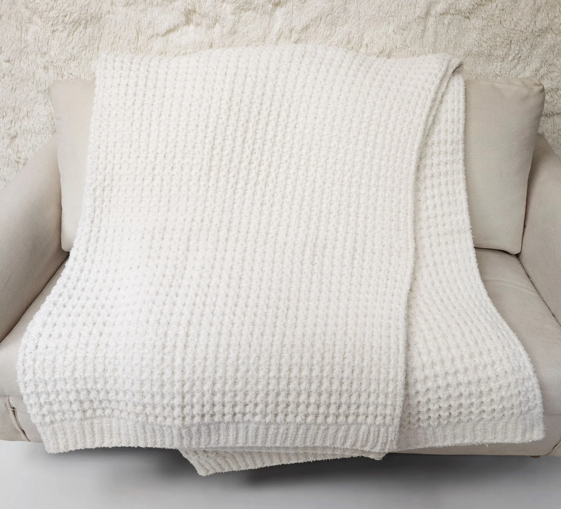 Feather Yarn Knitted Throw Blanket