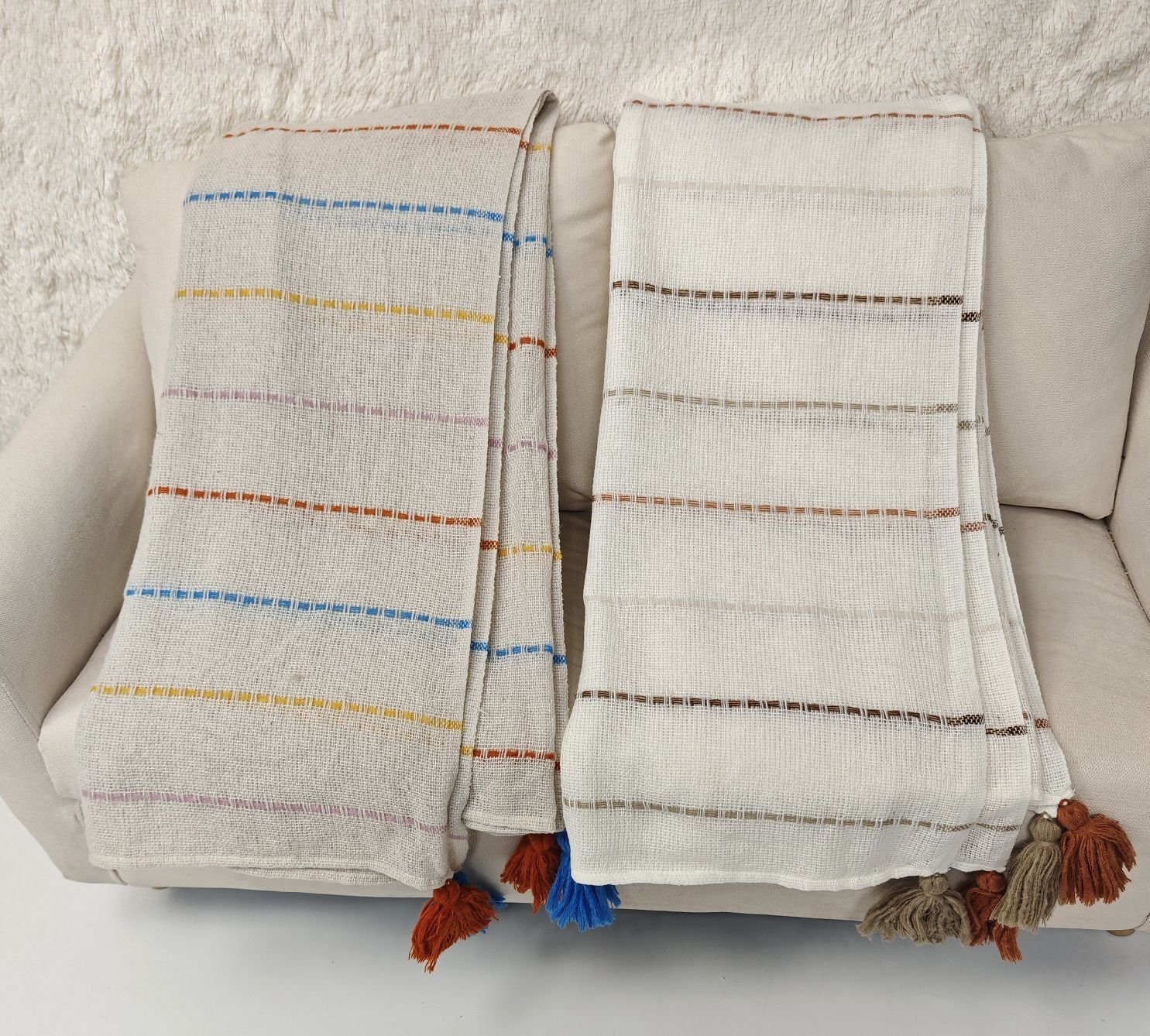 Striped Woven Throw with Tassels