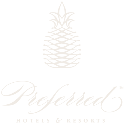 Stylized white pineapple graphic above the text 'Preferred Hotels & Resorts' on a black background.