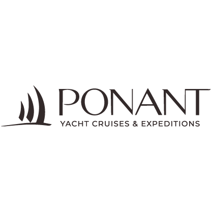 Ponant Yacht Cruises & Expeditions logo with stylized sailboat icon.