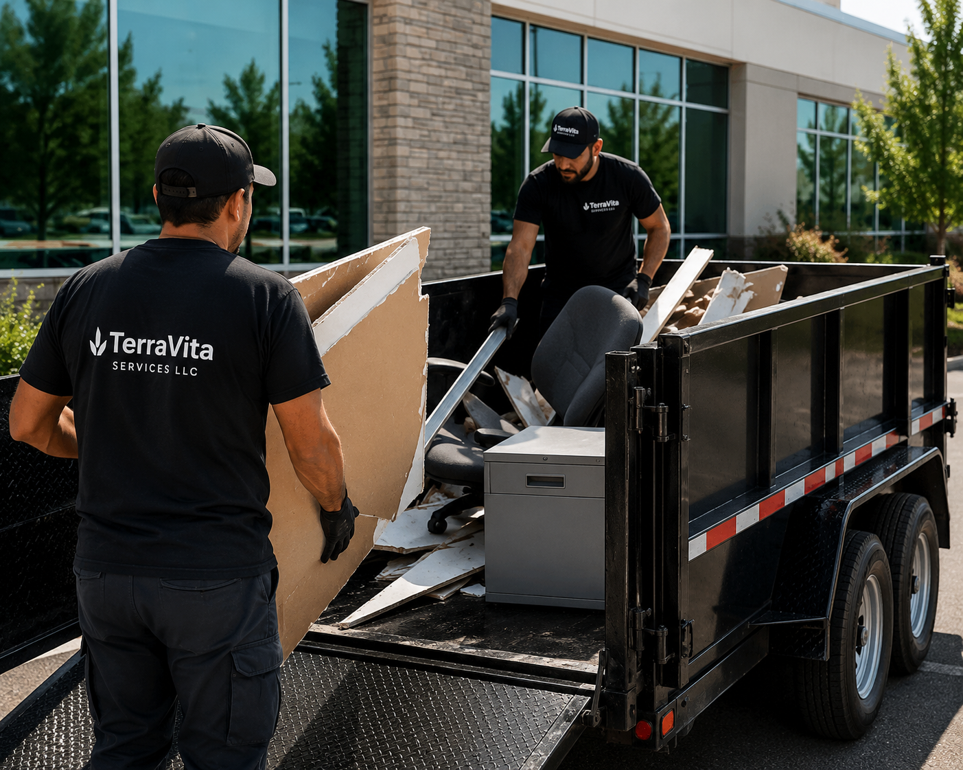 TerraVita Services crew performing office cleanout and specialty waste removal services in Dallas-Fort Worth.