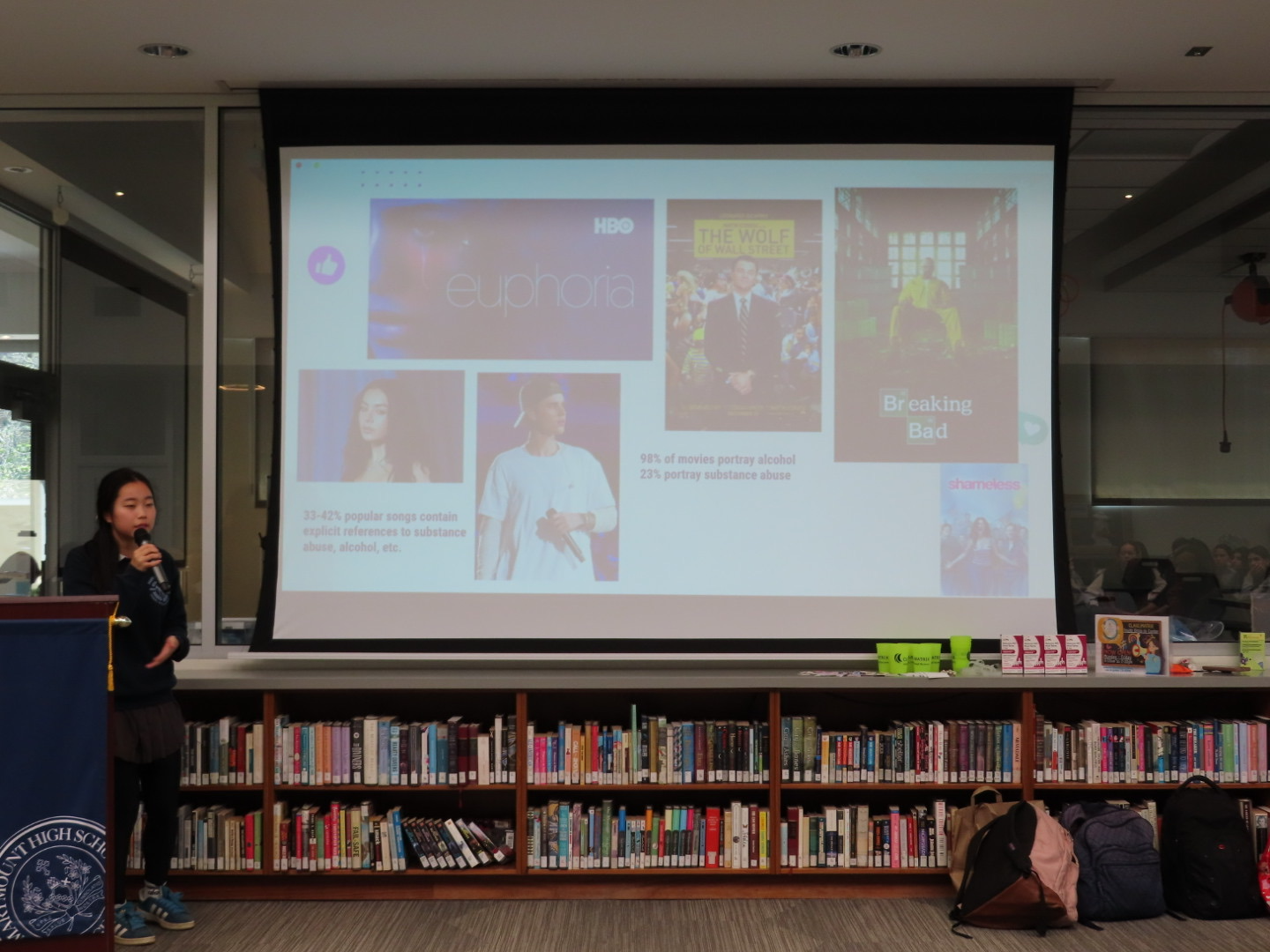 OASIS members Erin and Mihira and members of Clare Matrix educated Marymount students about the Opioid Epidemic. Clare Matrix focused on talking about the dangers of opioids and how to stay safe. Erin and Mihira discussed what exactly opioids are and
