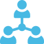 Icon of a network with interconnected nodes and lines