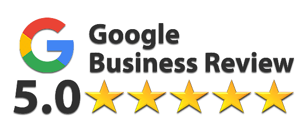 Google Business Review badge with 5 stars and a 5.0 rating.
