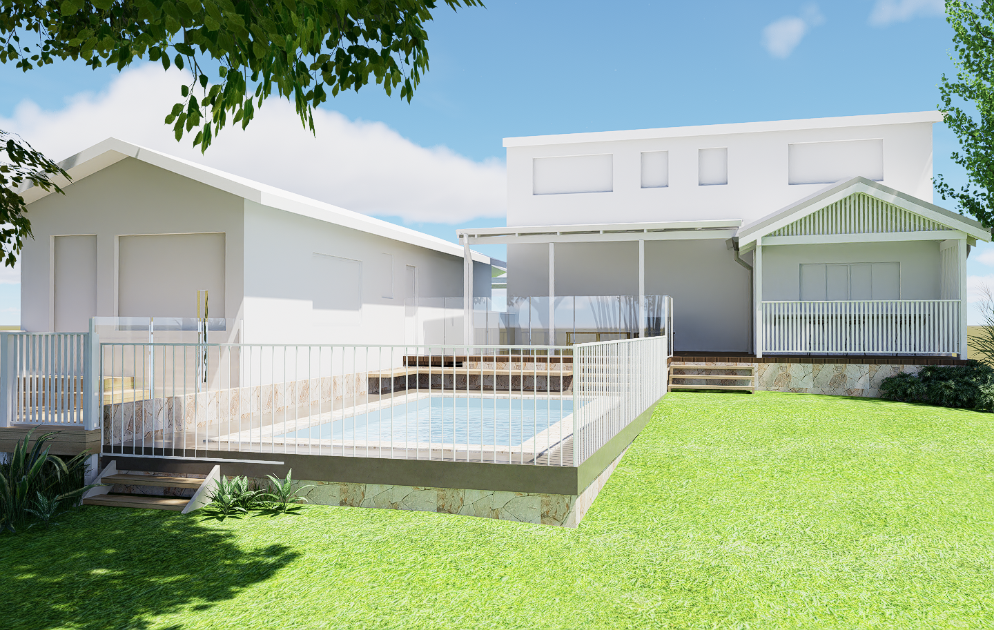 New pool and alfresco dining including new gable roof