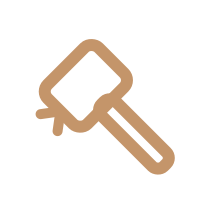 Line drawing of a hammer.