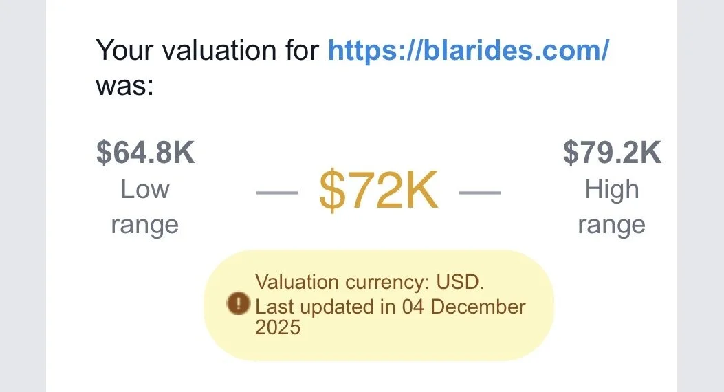 BLA Rides is not looking for buyers, but I was curious to see what some entity valued the business at