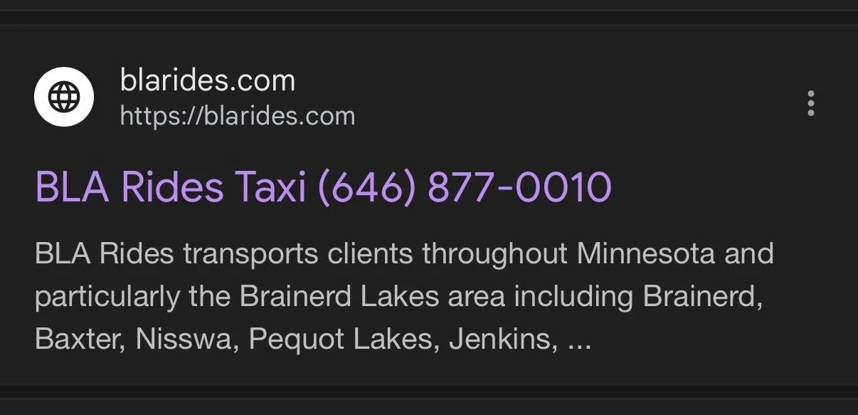 35th on ‘Brainerd taxi’ Google search