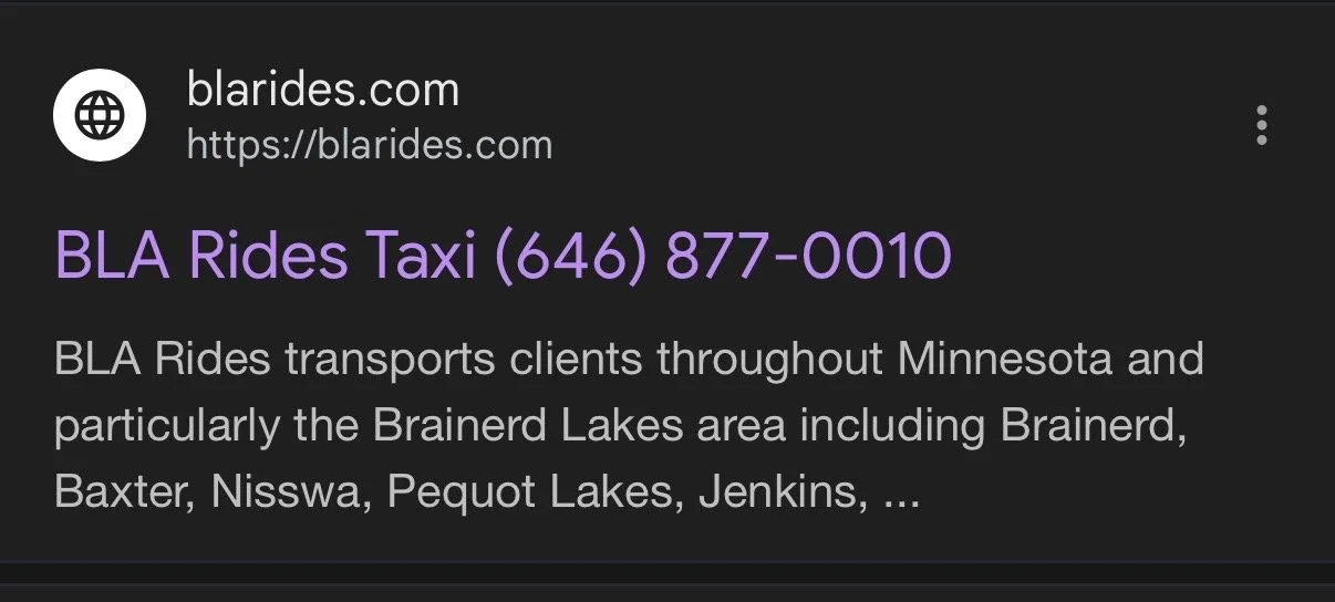 36th on Google search overall for ‘Brainerd taxi’