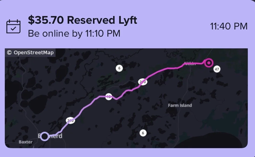  Reserved a ride to Aiken and got a long ride later to Monticello