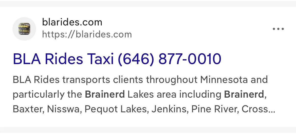 Blarides.com ranks ninth in DuckDuckGo search for ‘Brainerd taxi’