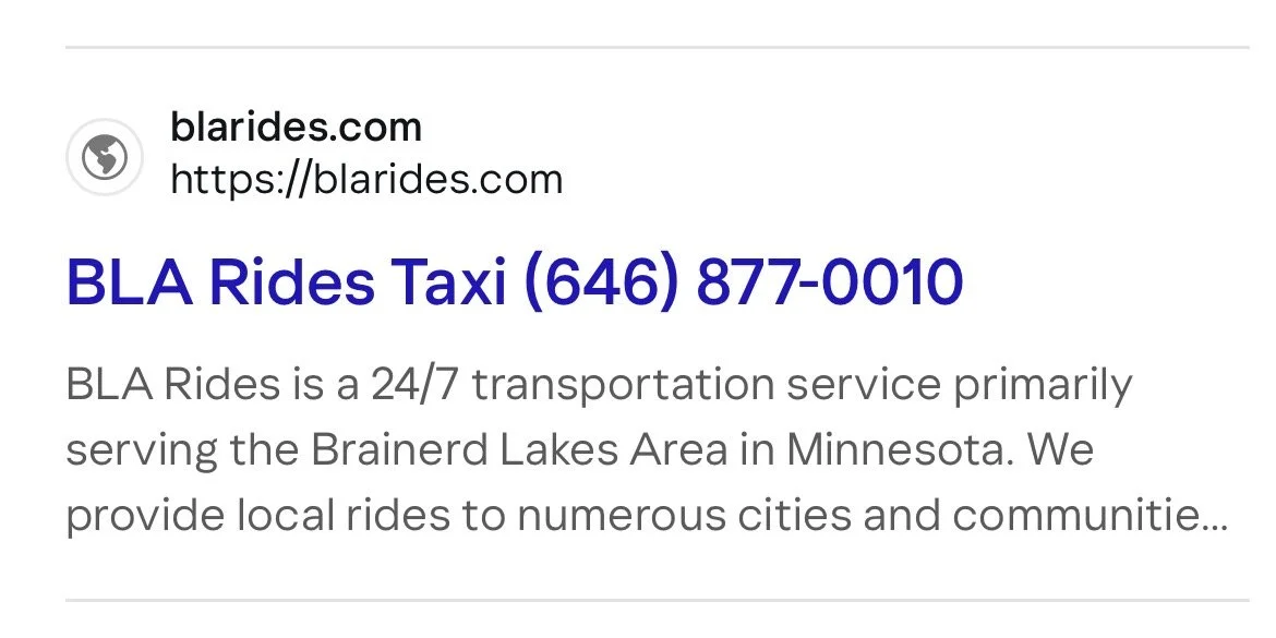 Ninth respectively at yahoo search for ‘Brainerd taxi’