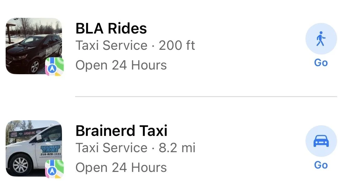 Voice search results for simple hands free Siri command, ‘Siri taxi’