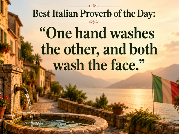 Best Italian Proverb of the Day: "One hand washes the other, and both wash the face." A life lesson on the power of mutual support