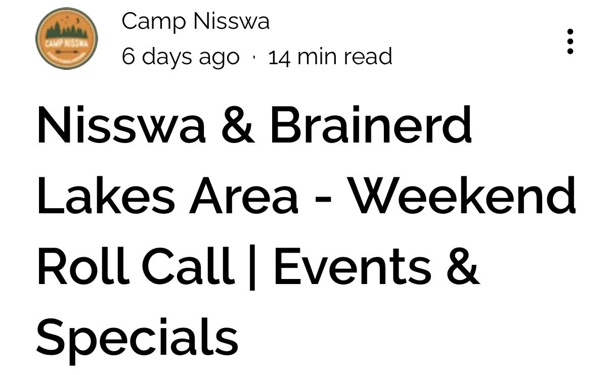 Try perusing the entirety of the website, robust in it’s nature, full of interesting &amp; fun facts about Nisswa, Steve Nielsen did a great job putting this together🌲 
