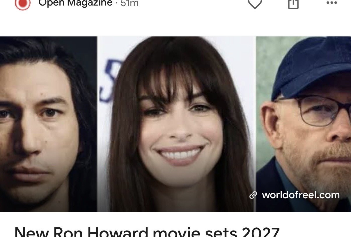 Ron Howard’s ‘Alone at Dawn’ starring Adam driver and Anne Hathaway sets Christmas 2027 release